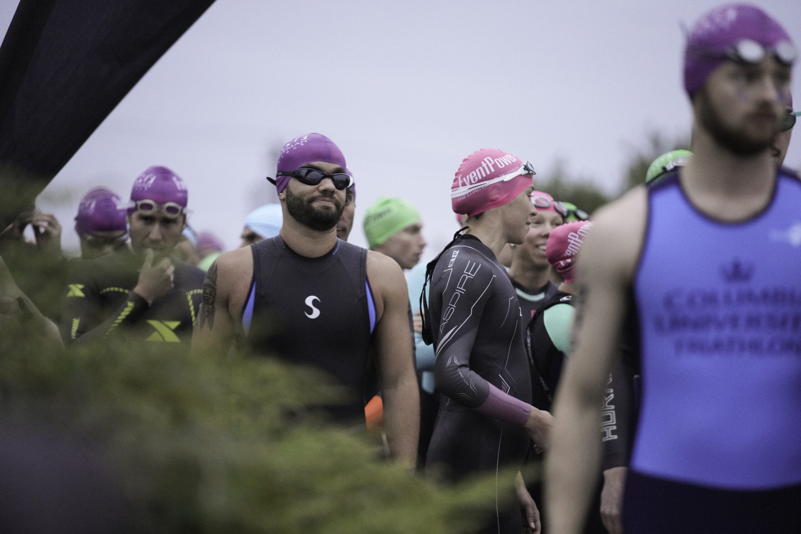 Triathletes get ready for the day's races.    RON ESPOSITO
