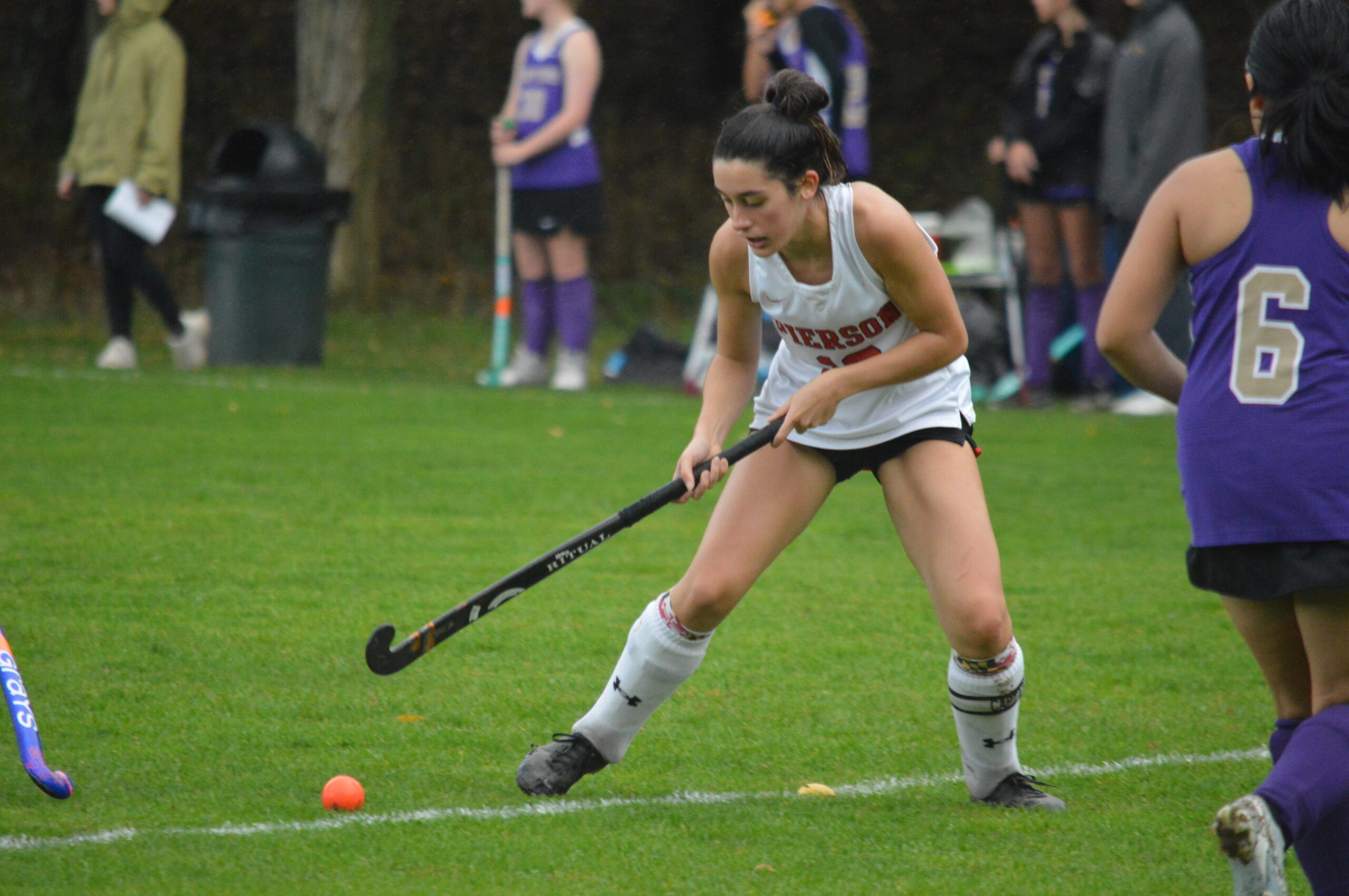 Eleana Merola advances the ball from the midfield.