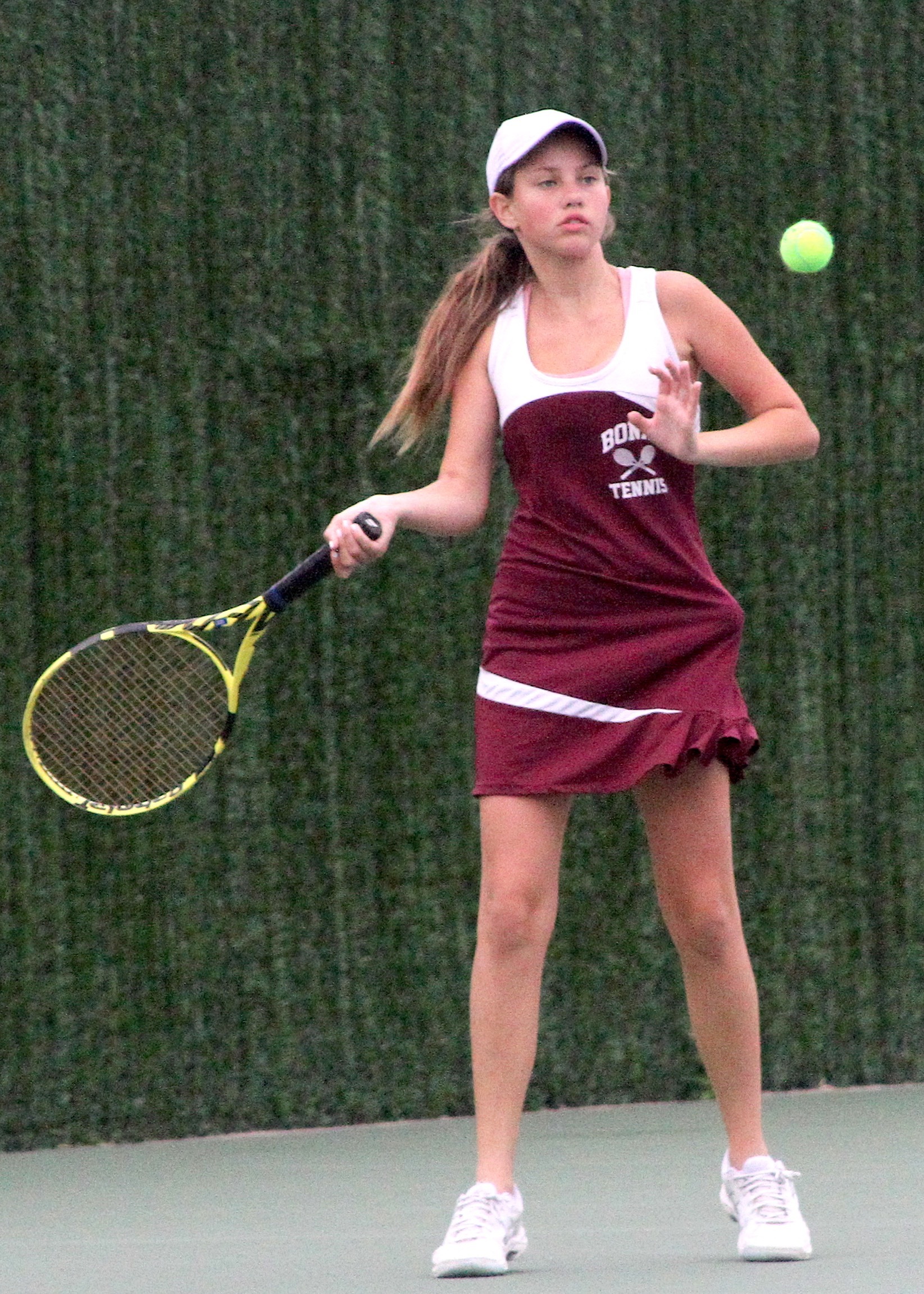 Pierson sophomore Maya Molin returns a serve. DESIRÉE KEEGAN