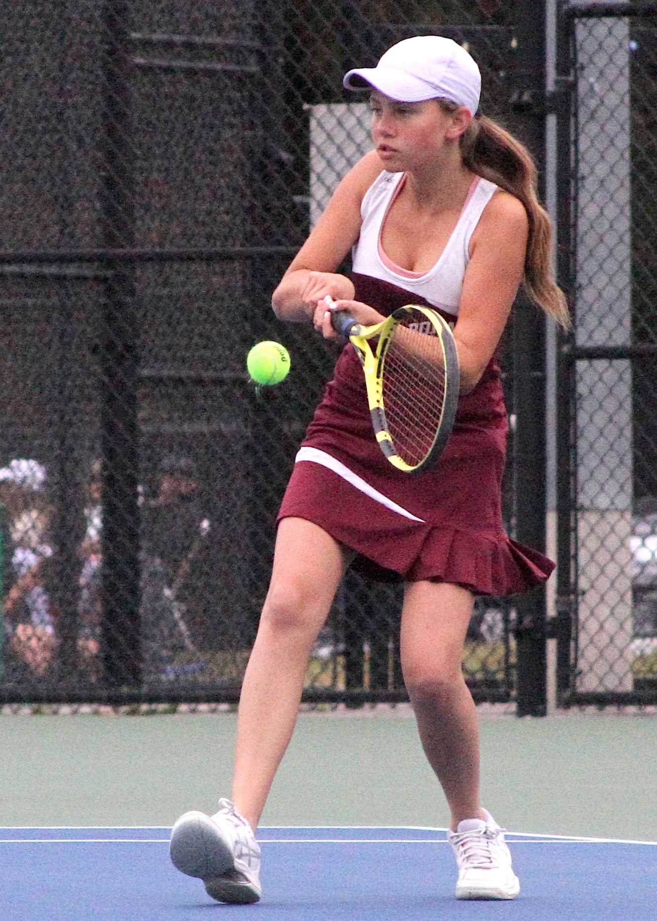 Pierson sophomore Maya Molin volleys. DESIRÉE KEEGAN