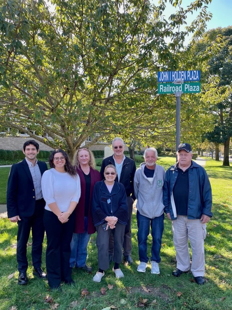 Southampton Village’s Railroad Plaza was recently dedicated to the memory of World War II veteran John I. Holden with the help of the Southampton High School Mariners Patriot Club.  COURTESY SOUTHAMPTON SCHOOL DISTRICT