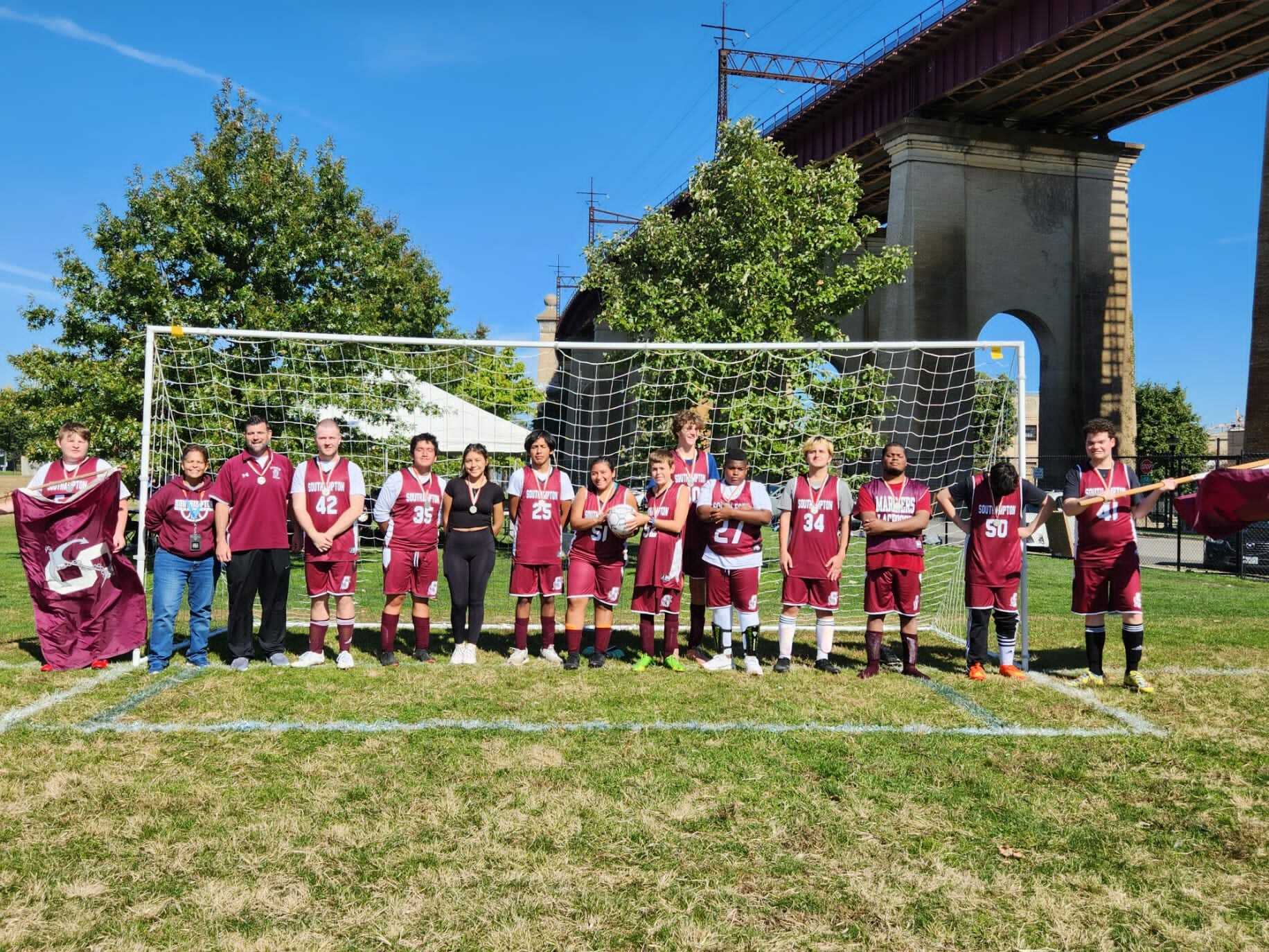Southampton High School’s unified soccer team recently competed in the Long Island Fall Classic for Special Olympics. COURTESY SOUTHAMPTON SCHOOL DISTRICT