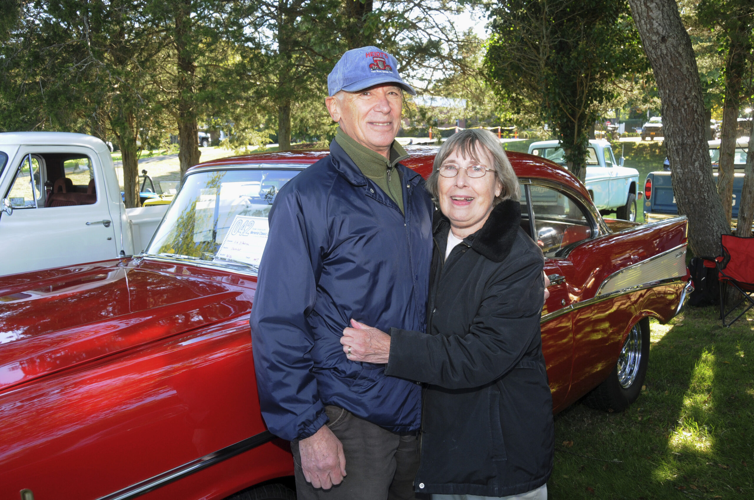 Vito and Patricia D'Andrea, standing next to the car they dated in 52 years ago, at the annual Tyler Valcich Memorial Car Show on Sunday on the grounds of Amagansett Fire House. Established in 2015 by The Tyler Project (tylerproject.org) to commemorate the loss of Tyler to suicide in 2014, and to raise awareness of mental health concerns and cyberbullying. The Car Cruise around Montauk took place right after.   RICHARD LEWIN