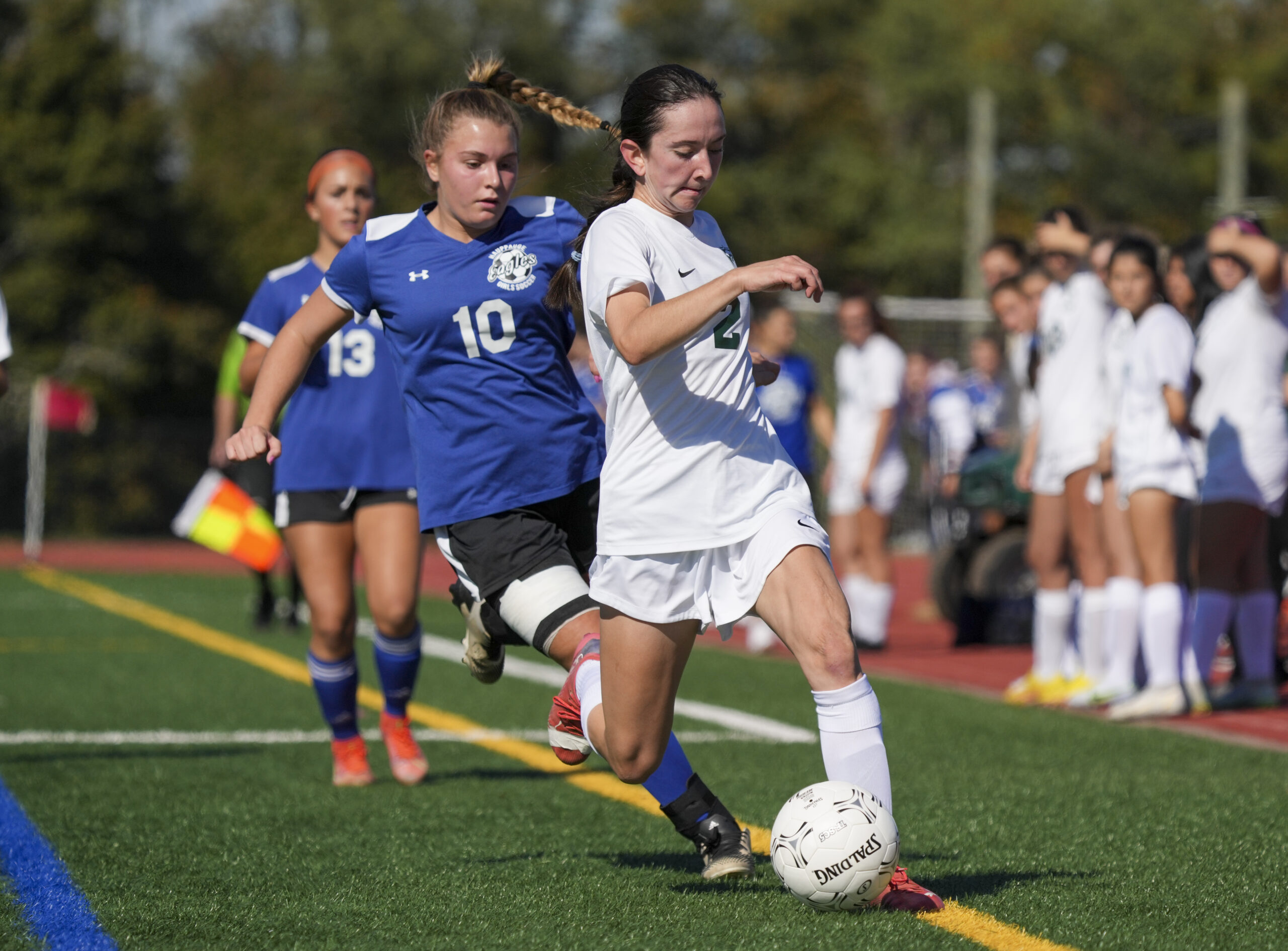 Westhampton Beach sophomore Lily Strebel keeps the ball in play.    RON ESPOSITO