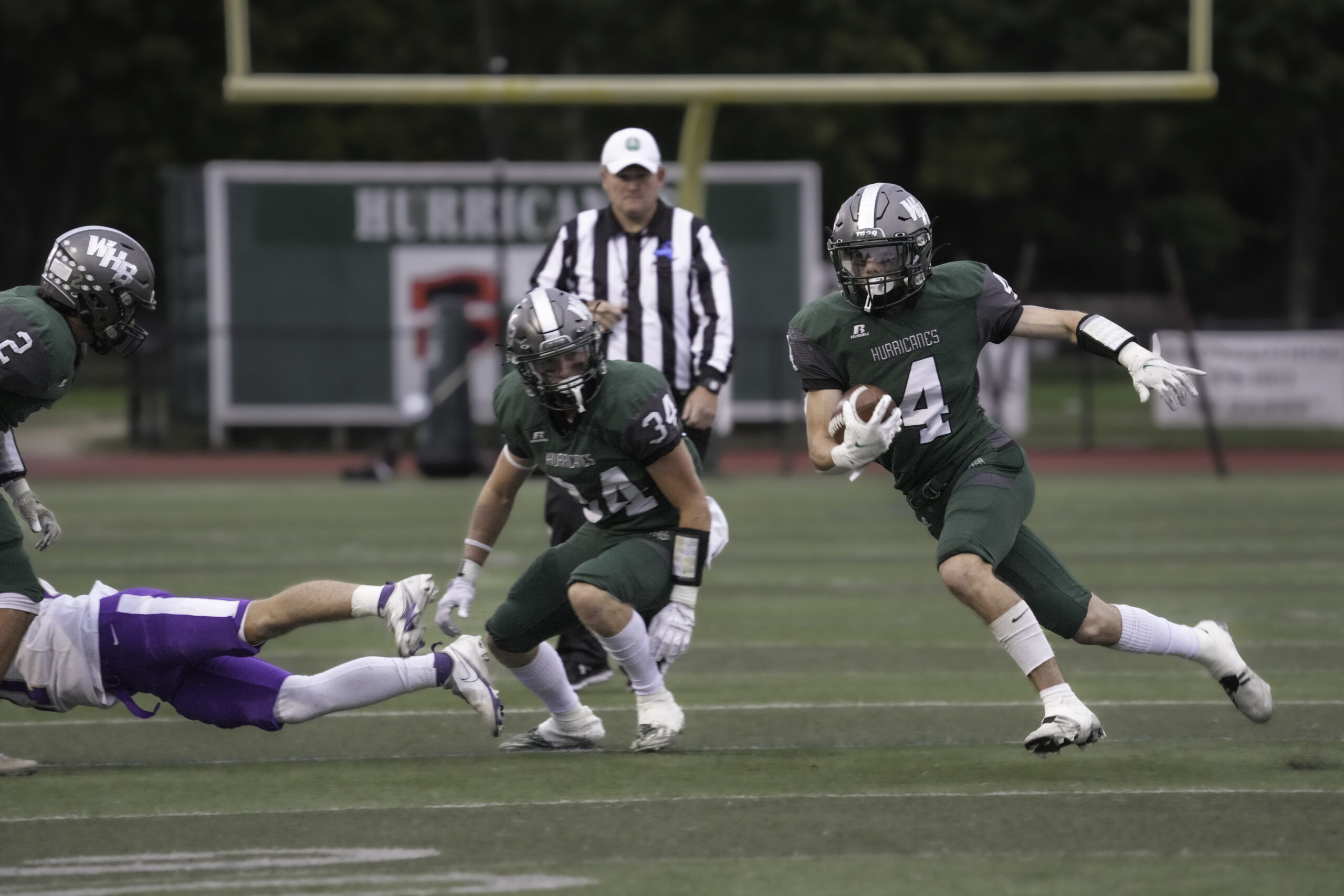 The Westhampton Beach Hurricanes were up 20-0 after the first quarter and 34-0 at halftime en route to a win over Islip at home on Friday night, which kept the Hurricanes undefeated on the season. RON ESPOSITO