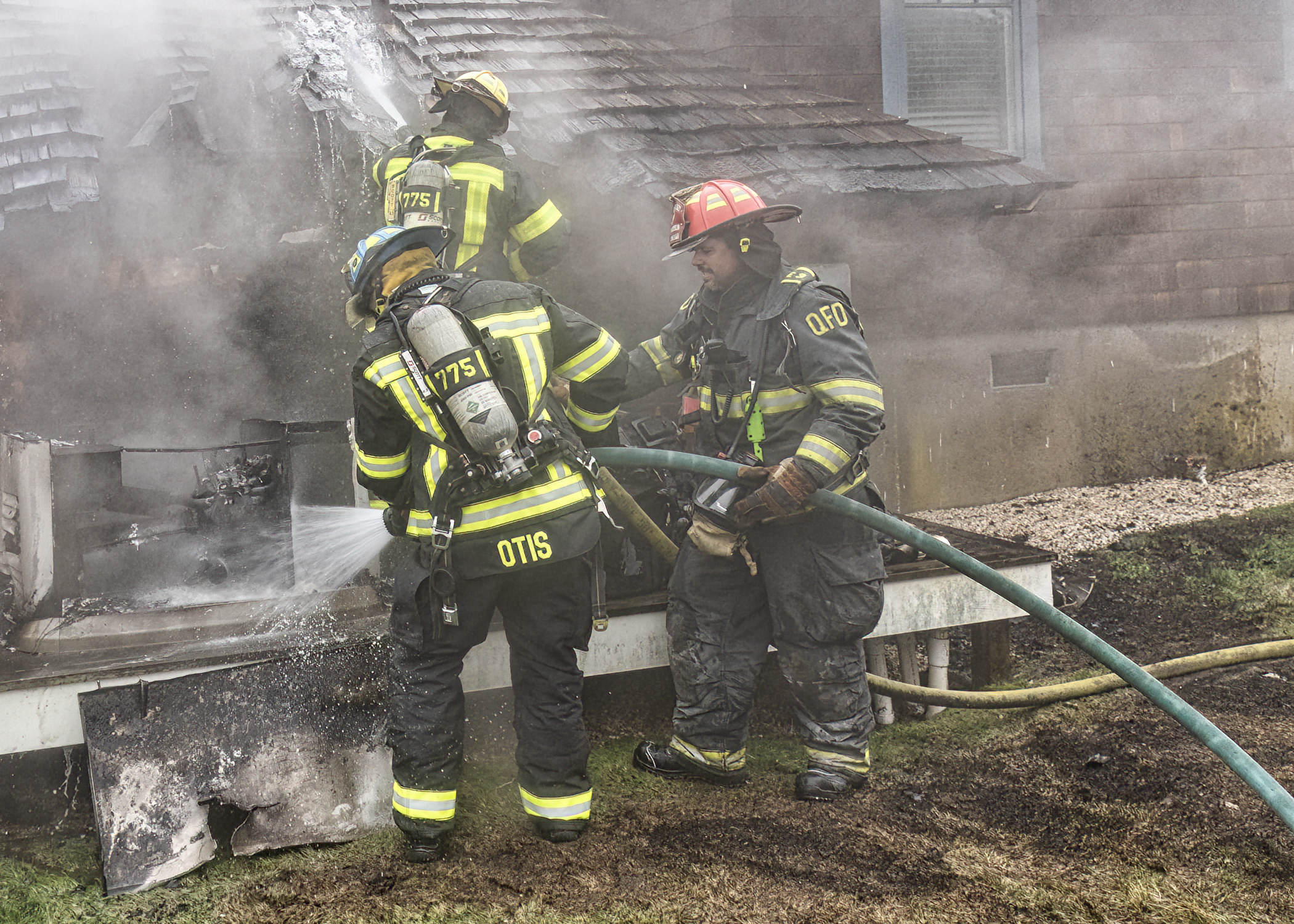 Firefighters extinguished a smoky blaze on Dune Road.    COURTESY WHBFD