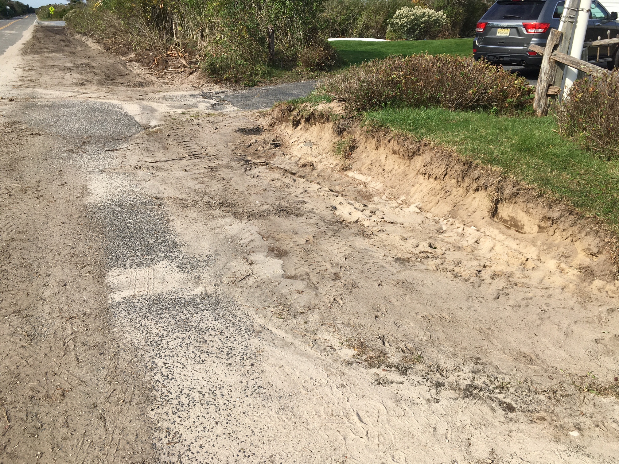 The clearing took out a portion of landscaping and irrigation system  at a home on Flying Point Road in Water Mill.    KITTY MERRILL