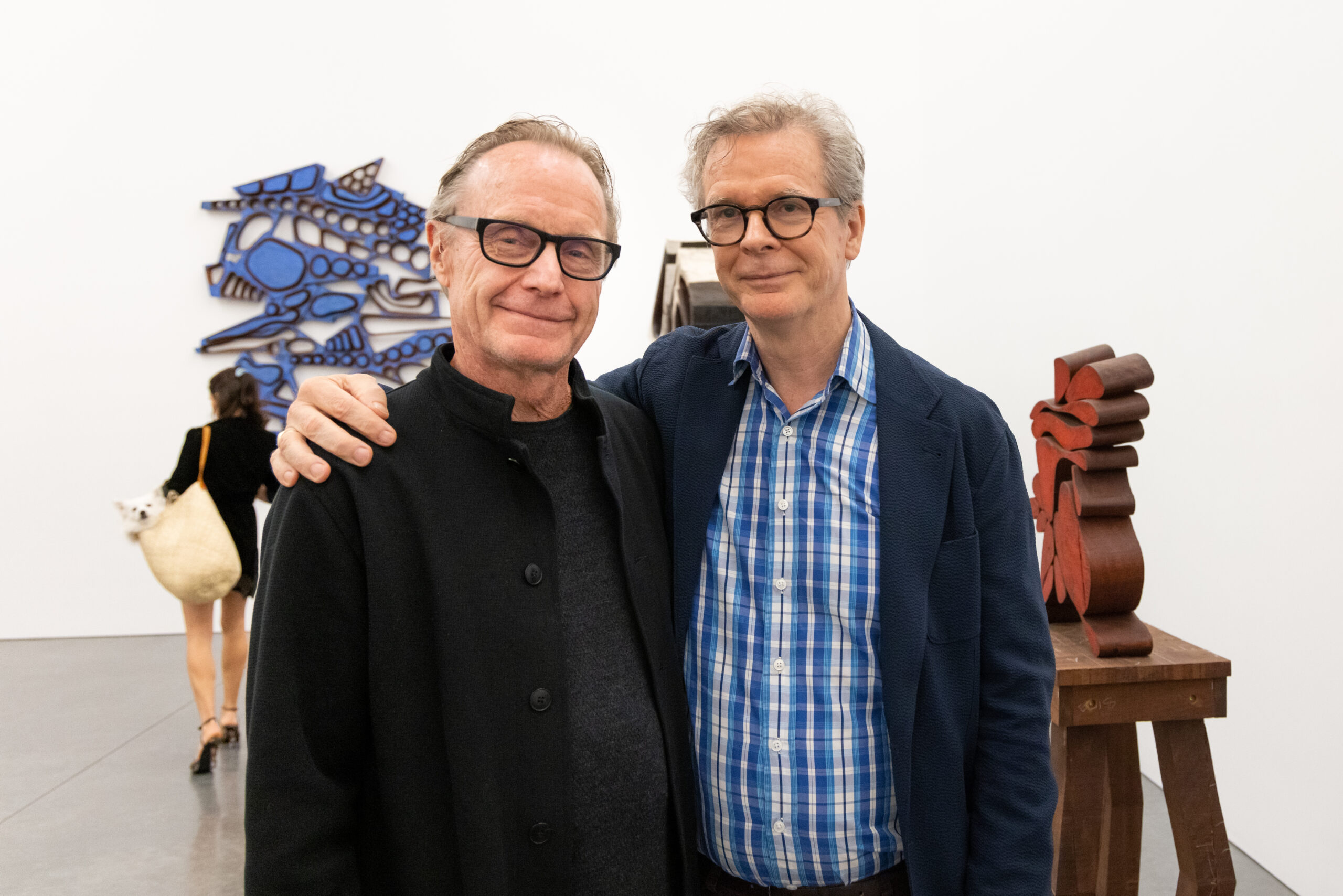 Artist Mel Kendrick and gallerist David Nolan at the Parrish Art Museum's November 5 opening of “Mel Kendrick: Seeing Things in Things.”JENNY GORMAN