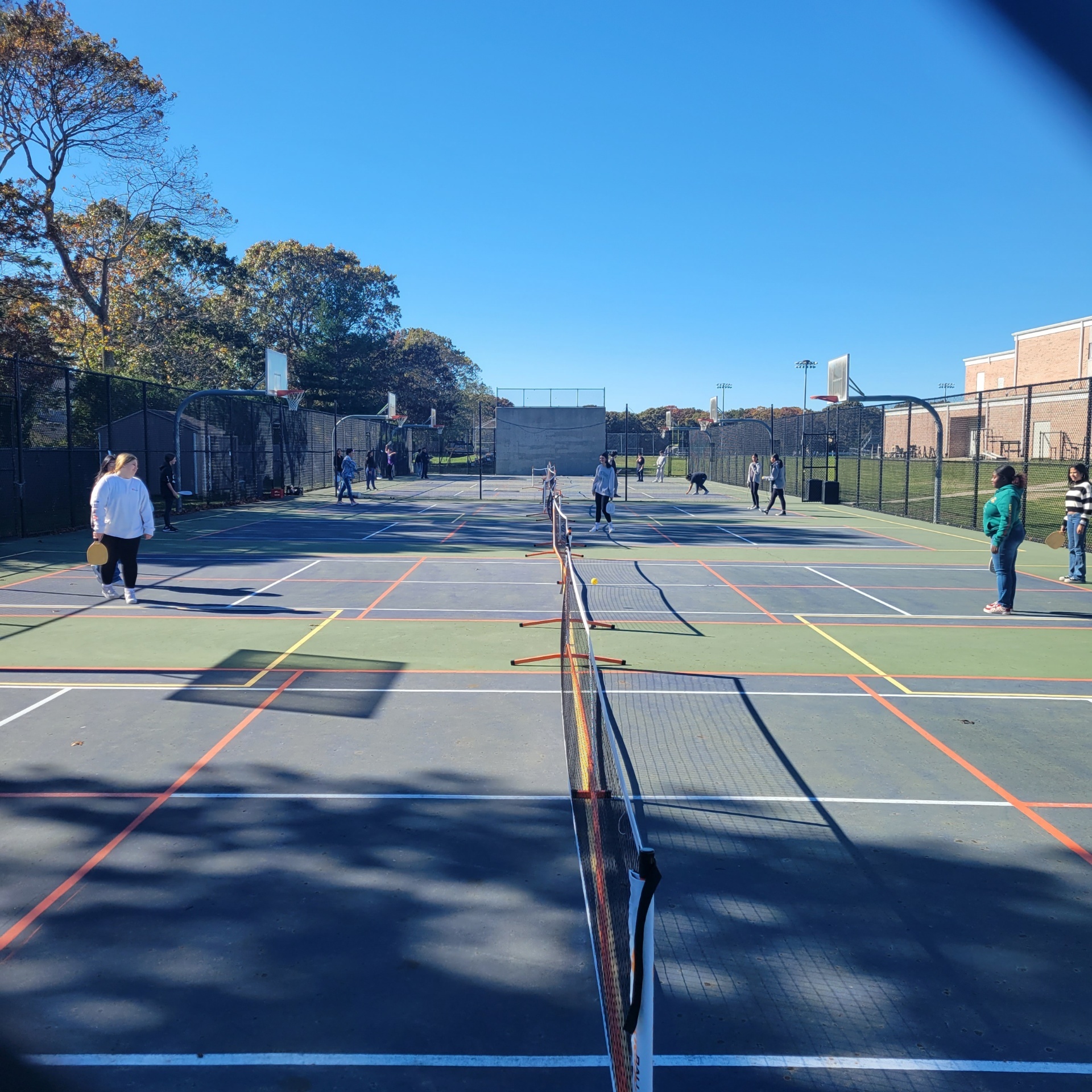 Hampton Bays schools relined what had been badminton courts previously to pickleball courts.