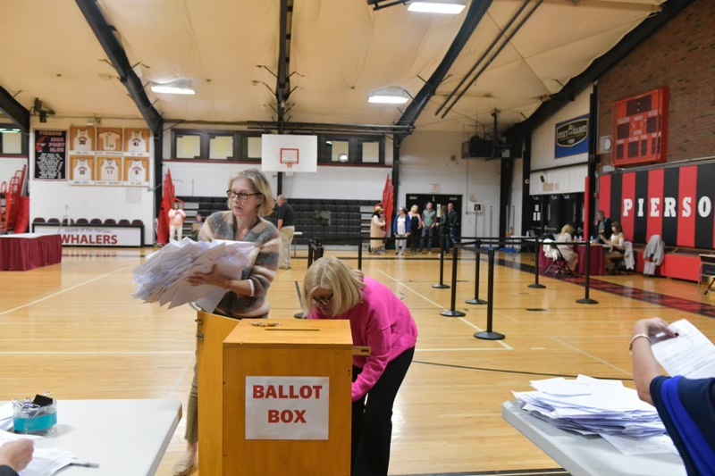 Retrieving ballots from the ballot box. DANA SHAW