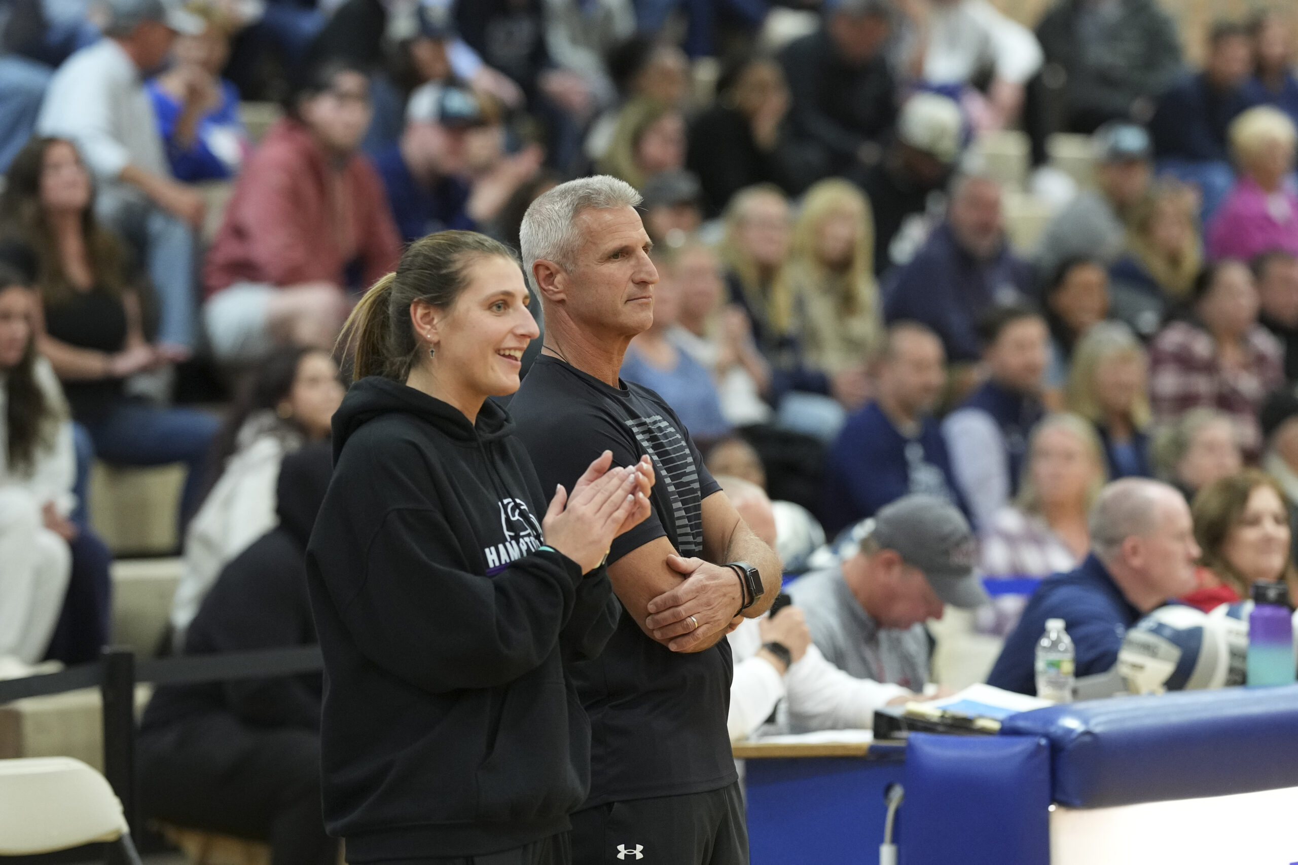 Hampton Bays girls volleyball coaches Alexis and Andy Fotopoulos.    RON ESPOSITO