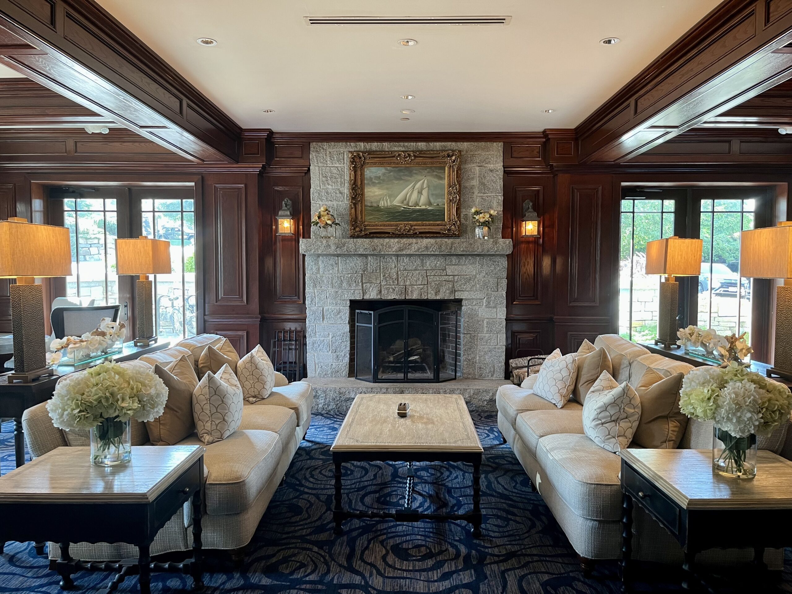 The lobby at the Harborside Hotel, Spa and Marina.