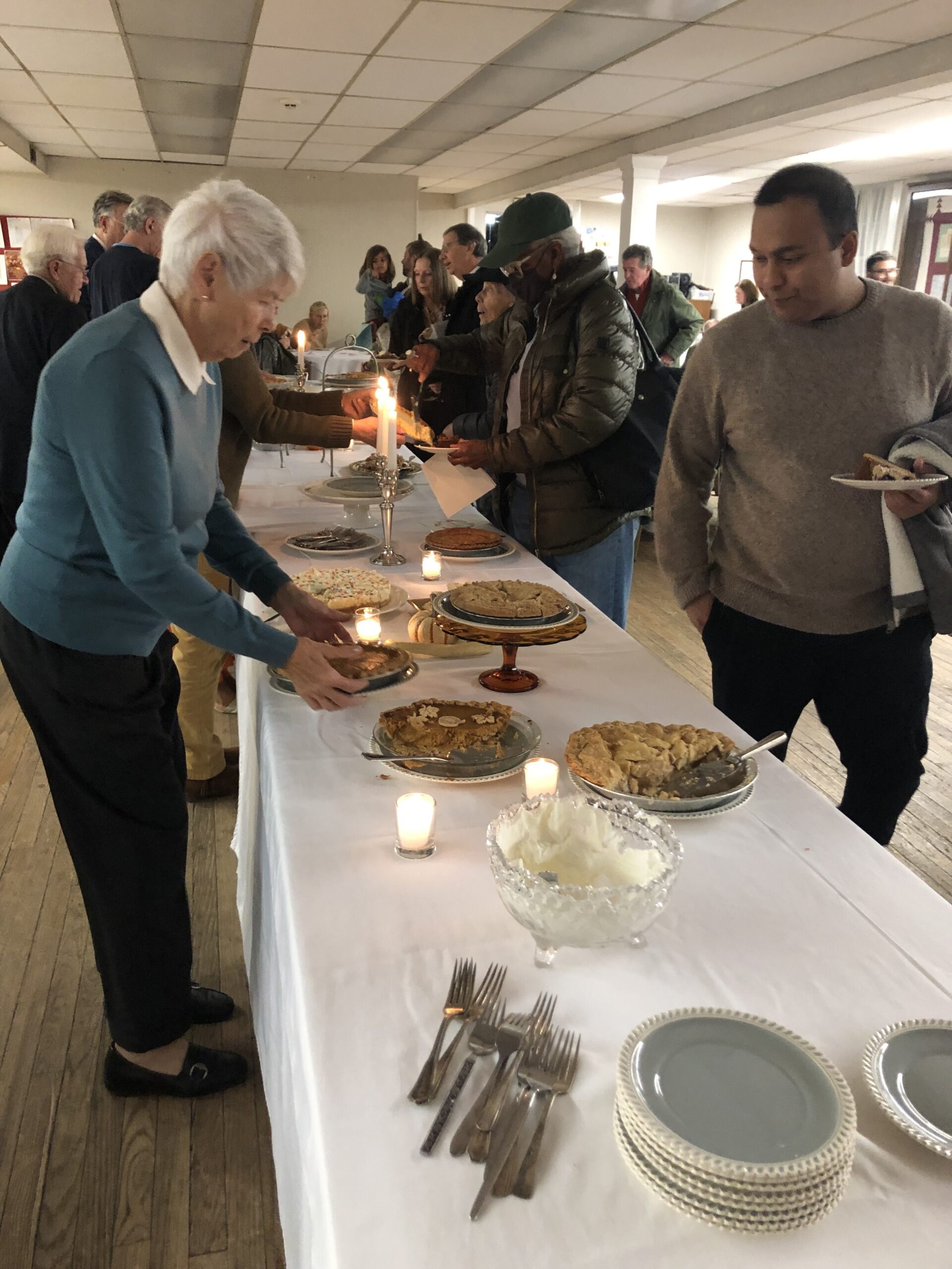 Congregants and faith leaders had pie and coffee after the interfaith service on Thursday night.