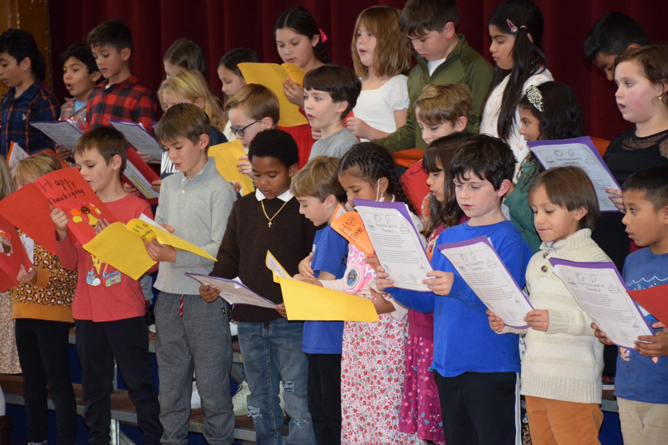 Southampton Elementary School hosted its annual second grade Thanksgiving gathering on November 18. The event focused on family and community, with students performing songs, sharing a Thanksgiving poem and enjoying some tasty pie with their families. COURTESY SOUTHAMPTON SCHOOL DISTRICT