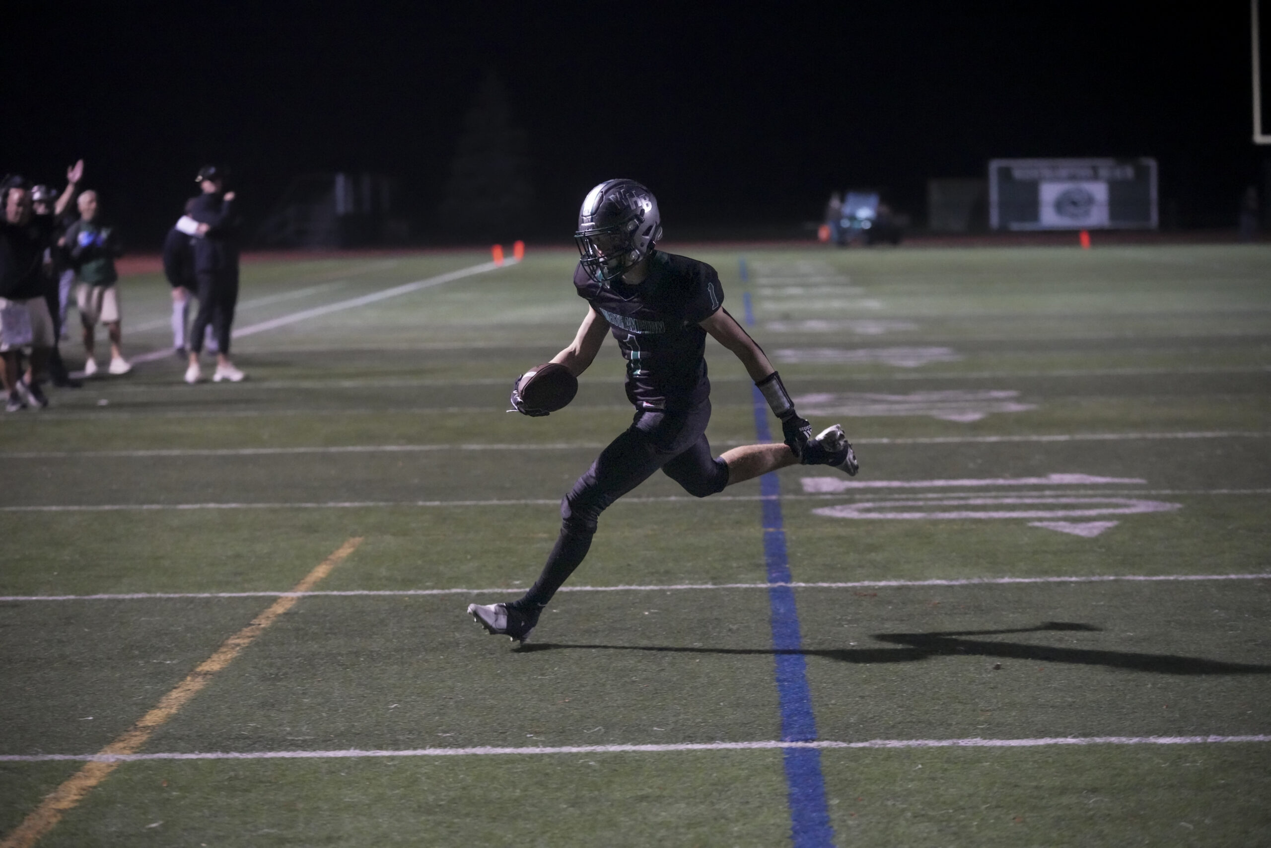 Westhampton Beach junior Kevin Smith finds the end zone.   RON ESPOSITO