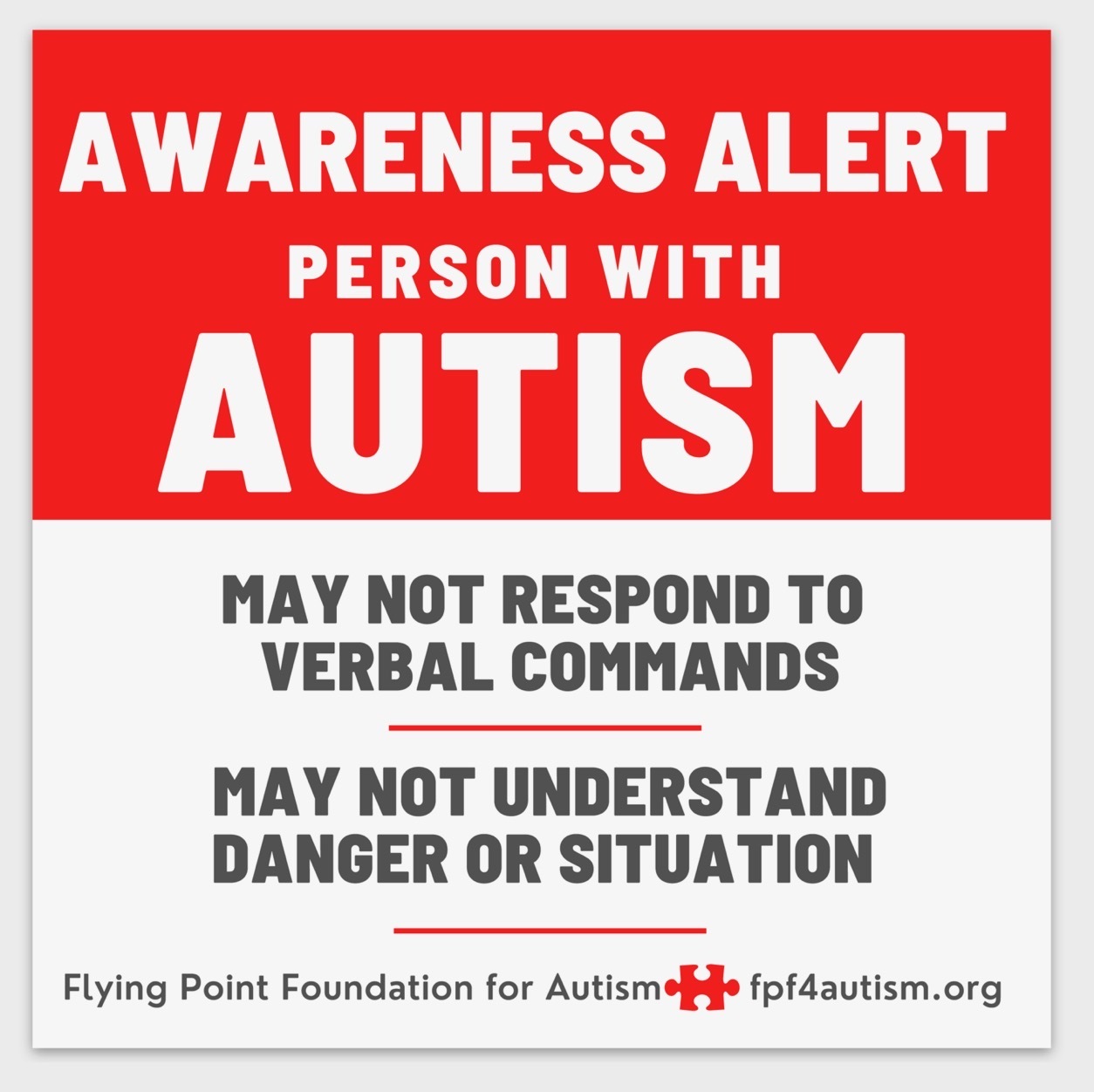 The Flying Point Foundation for Autism had created window clings that can alert emergency responders.     COURTESY FPF