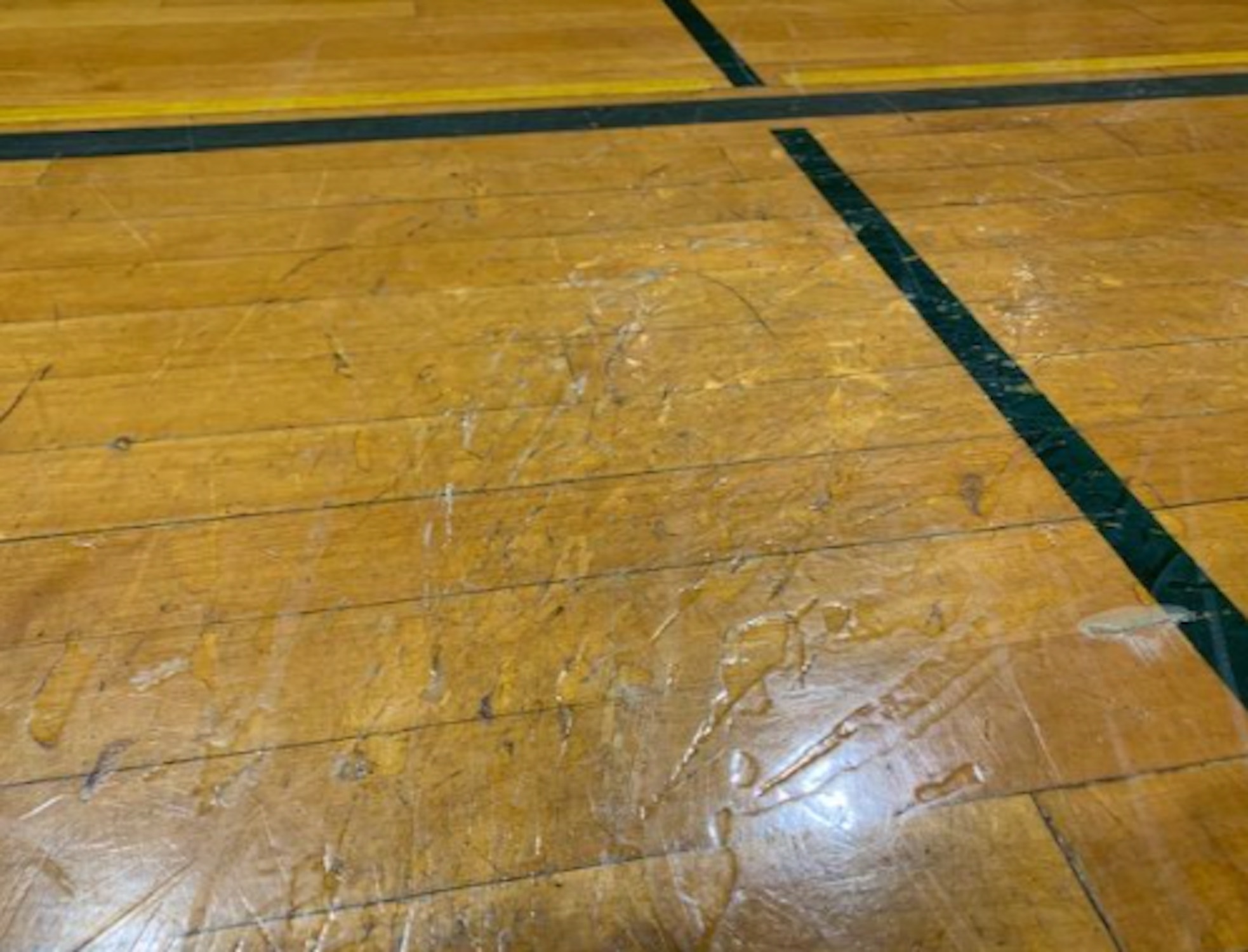 East Hampton High School's gymnasium flooring requires sanding and refinishing. EAST HAMPTON SCHOOL DISTRICT