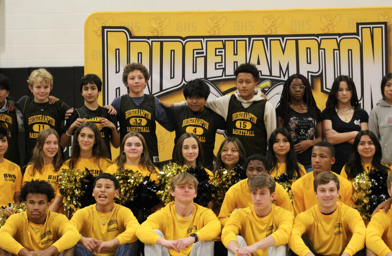 Bridgehampton School students took on the school staff at the Night of the Hive basketball tournament on December 2. The event was a fundraiser for a school trip to Washington, D.C. COURTESY BRIDGEHAMPTON SCHOOL DISTRICT