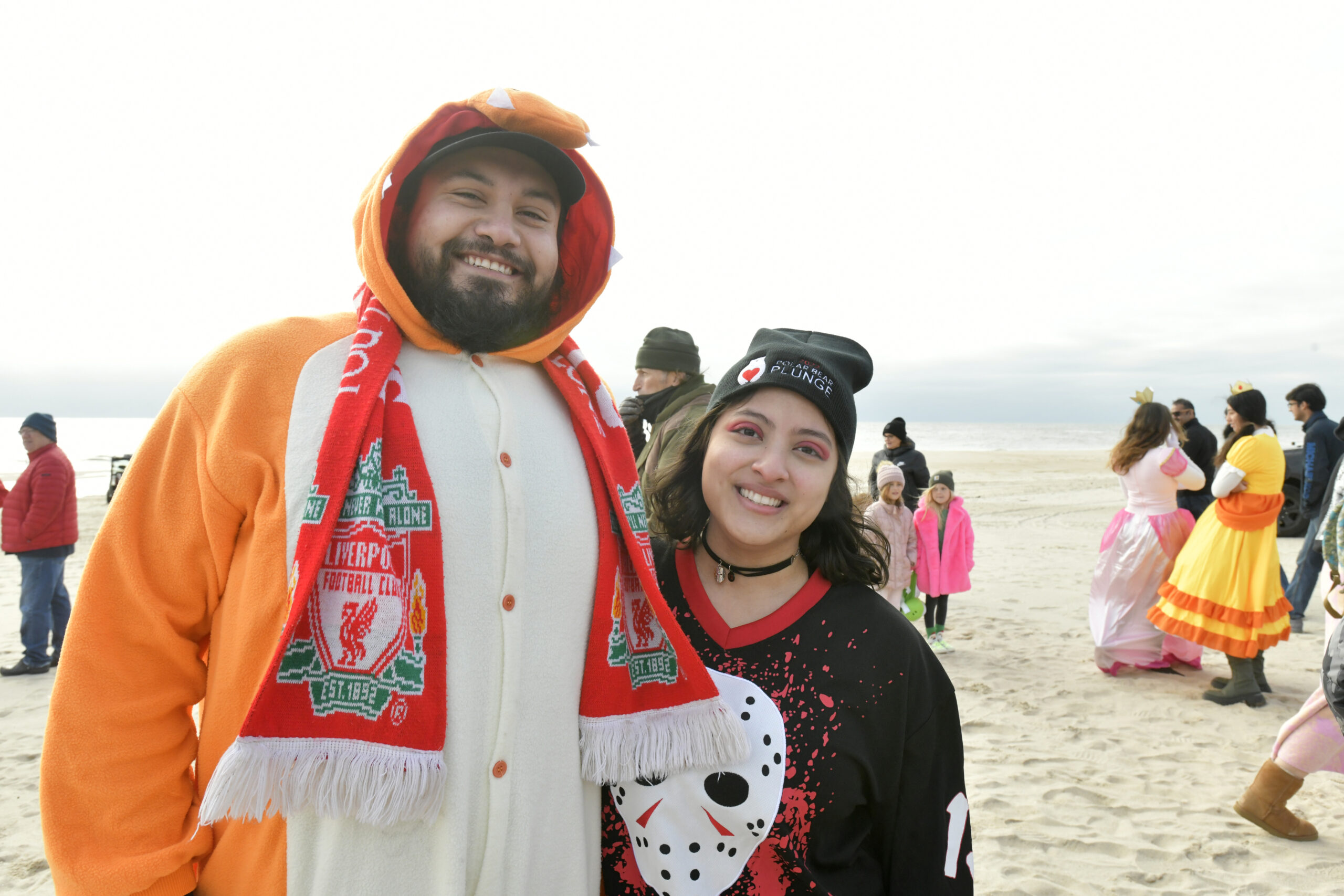 Bryan Tapia and Maria Tapia Morocho at the Plunge on Saturday.   DANA SHAW