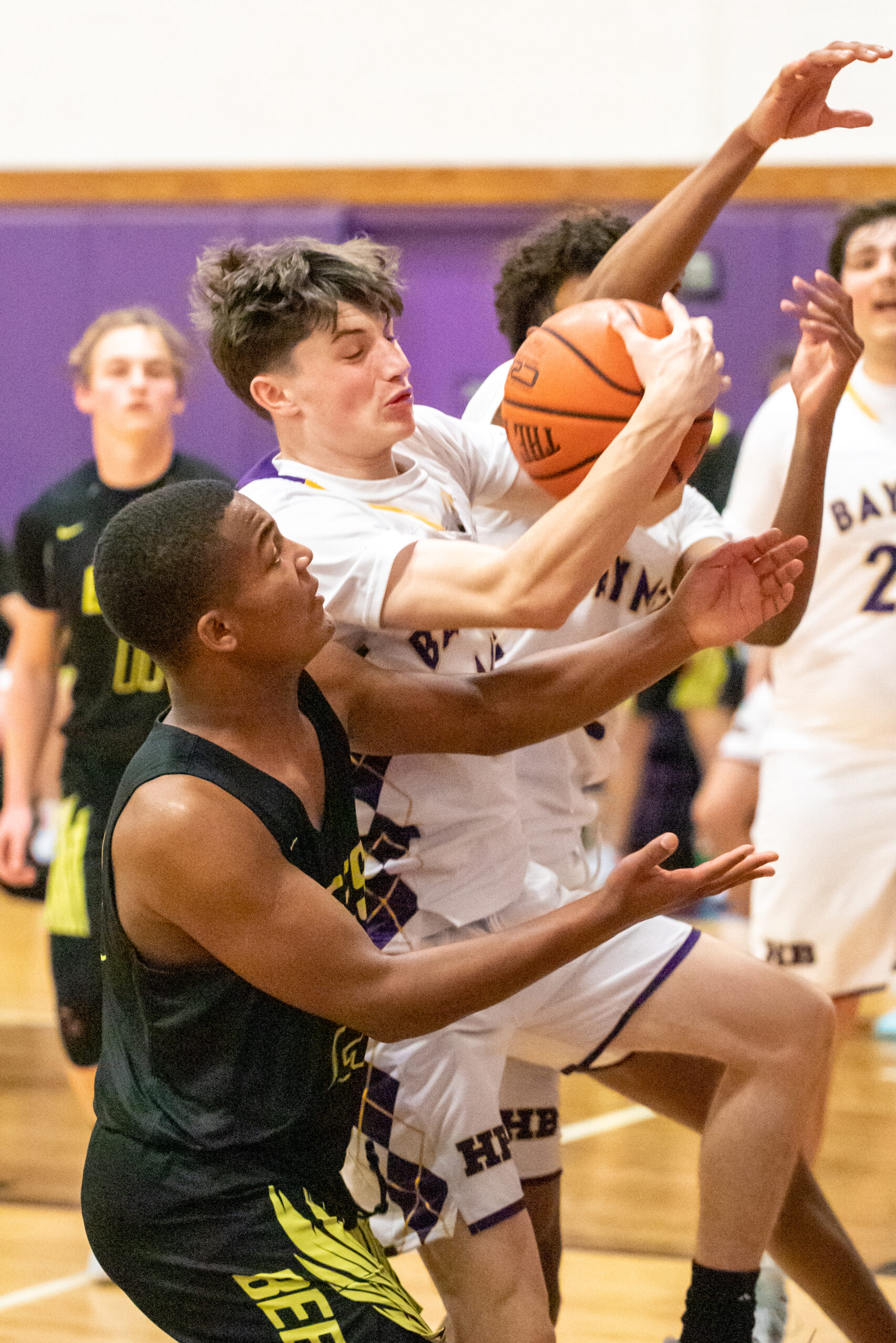 Hampton Bays junior Patrick Donahue grabs a rebound.   MICHAEL O'CONNOR