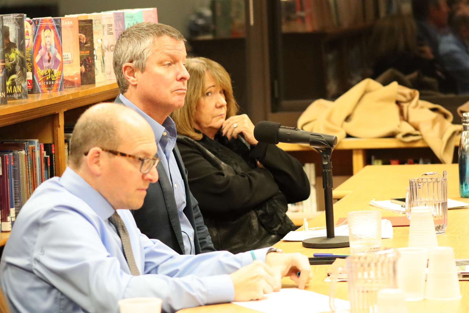 From left, H2M architect Saverio Belfiore, Superintendent Jeff Nichols, and board president Sandi Kruel. CAILIN RILEY