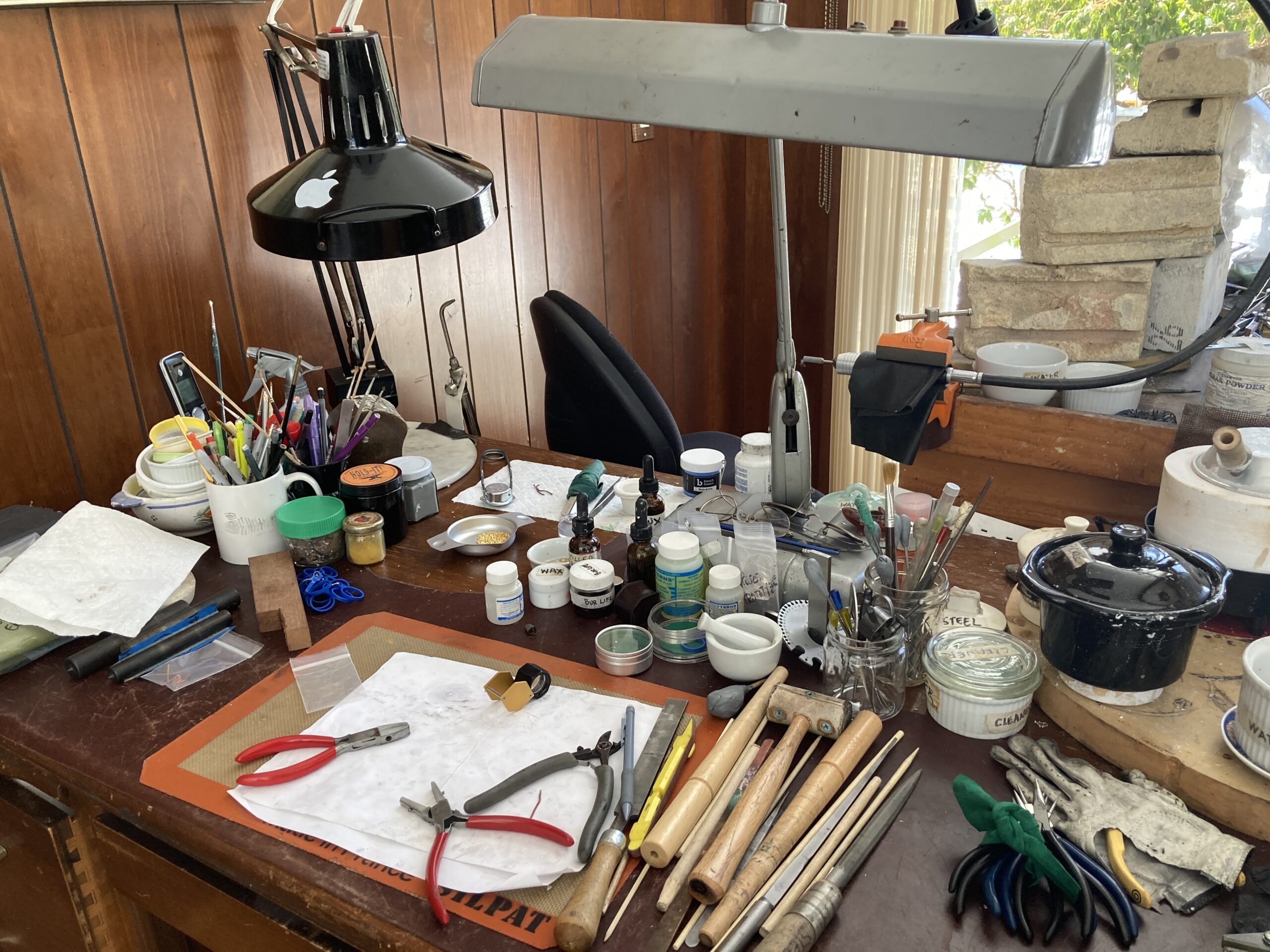 Lois Gore's jewelry making space.