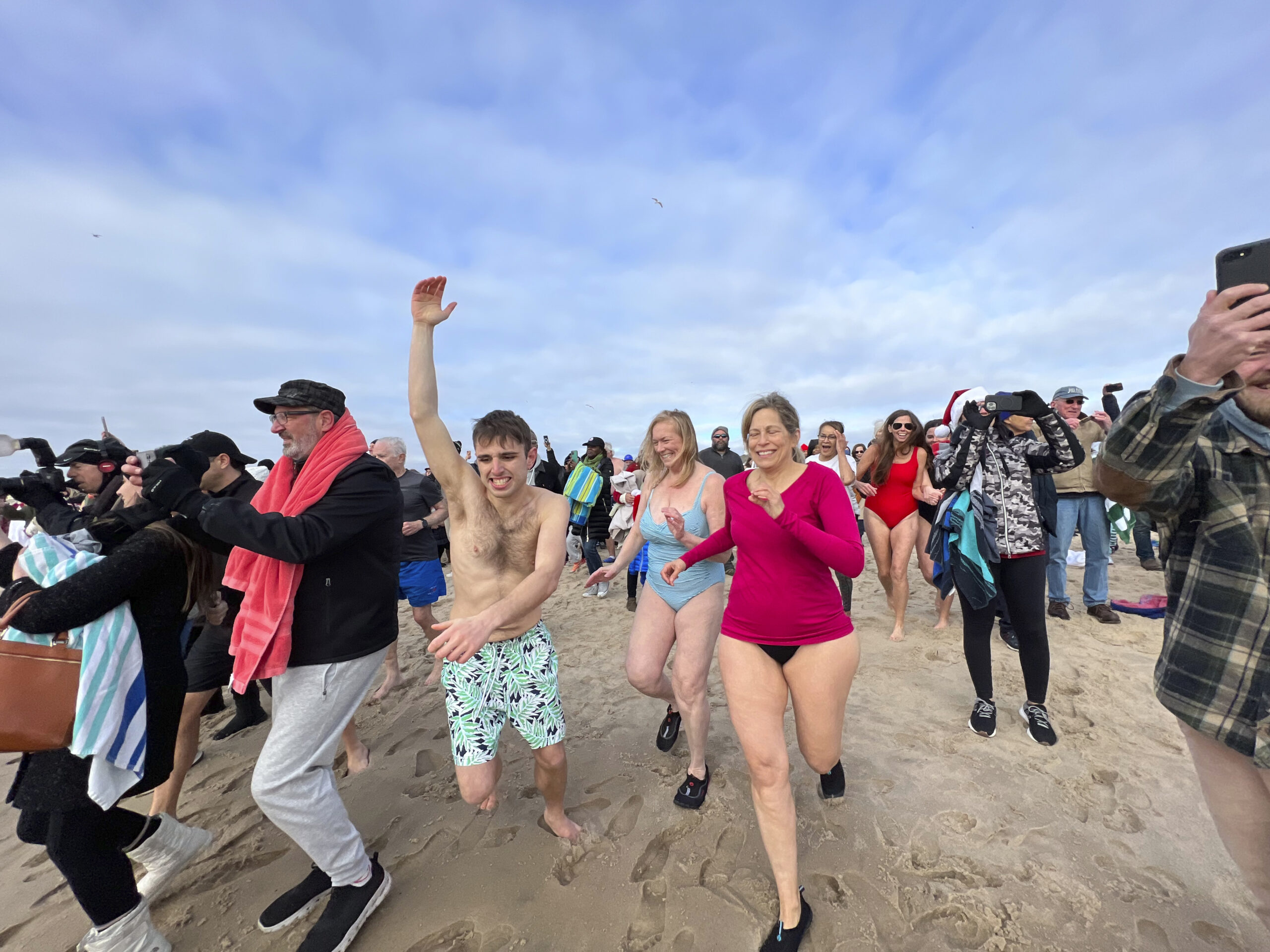 Brave souls participated in the annual Polar Bear Plunge at Coopers Beach on Saturday morning to benefit Heart of the Hamptons.  DANA SHAW