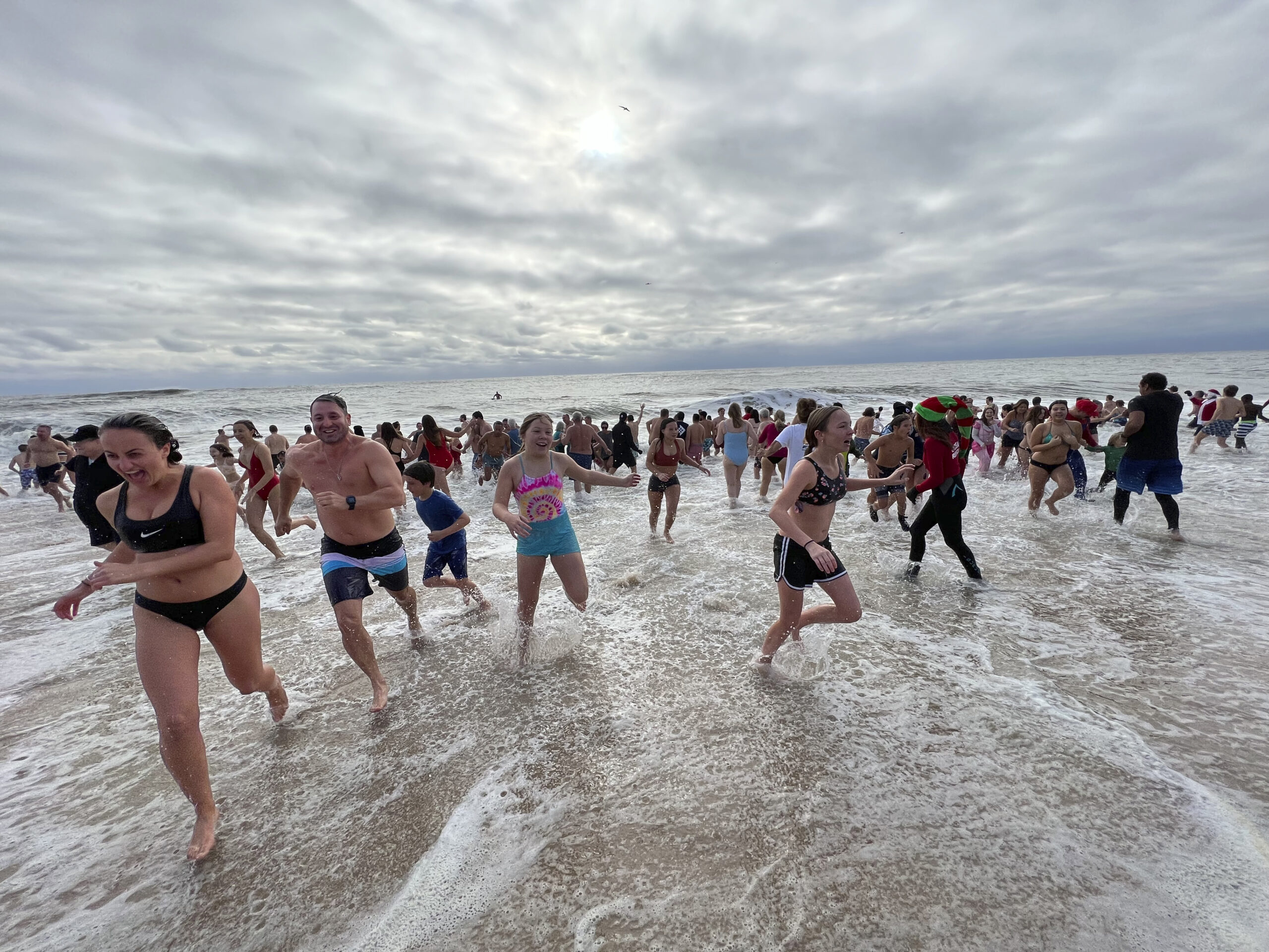 Brave souls participated in the annual Polar Bear Plunge at Coopers Beach on Saturday morning to benefit Heart of the Hamptons.  DANA SHAW