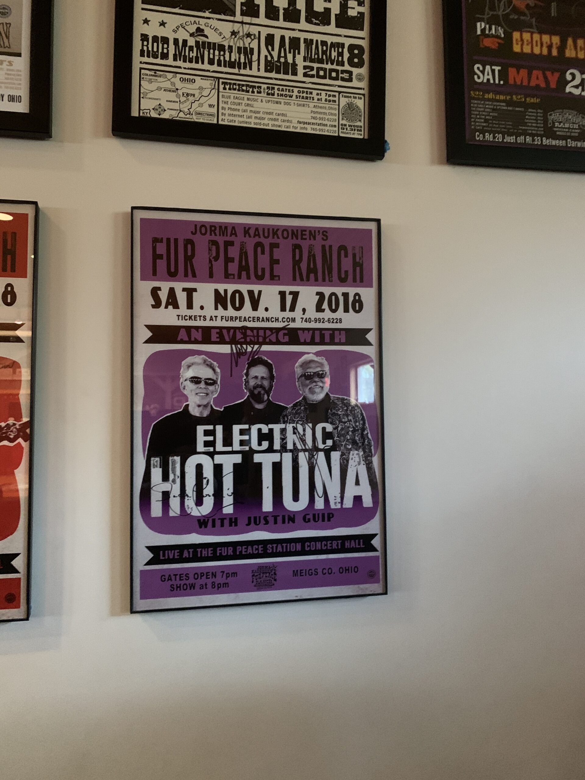 A Hot Tuna poster at Jorma Kaukonen's Fur Peace Ranch in southern Ohio. ANNETTE HINKLE