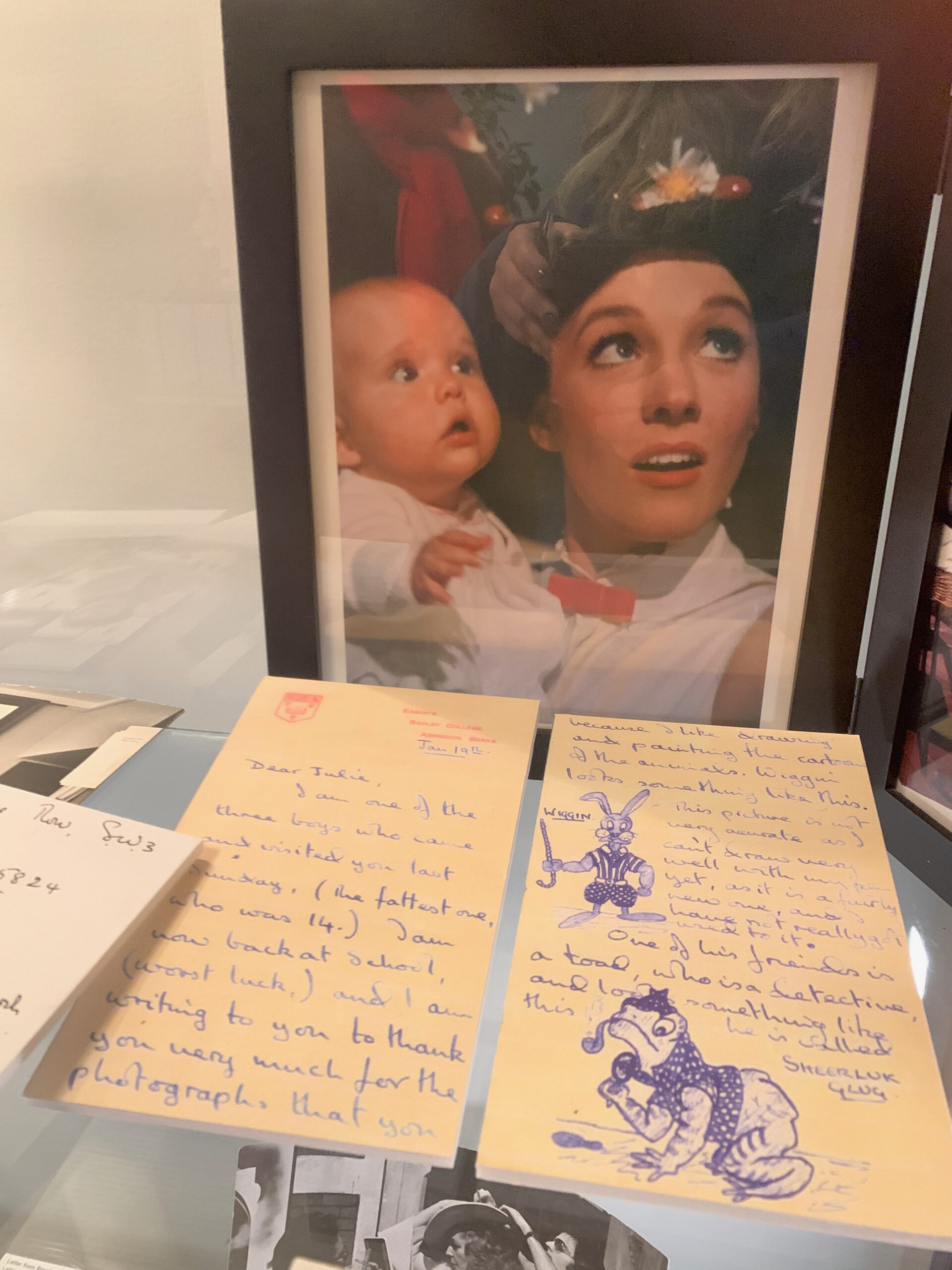 Emma Walton Hamilton with her mother Julie Andrews during production of Mary Poppins. The photo is on view in 