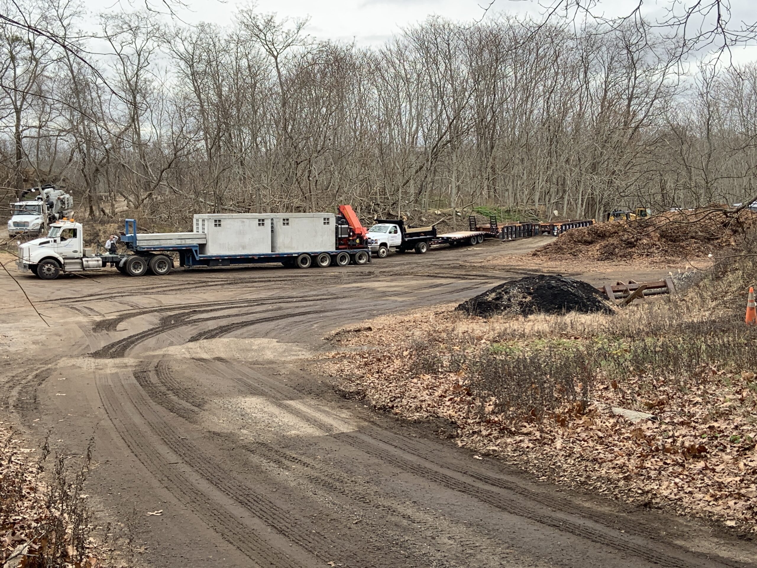 Contractors for PSEG — Long Island are using property owned by Sag Harbor Village as a staging area for a project that will install new underground cables along the Bridgehampton-Sag Harbor Turnpike. STEPHEN J. KOTZ