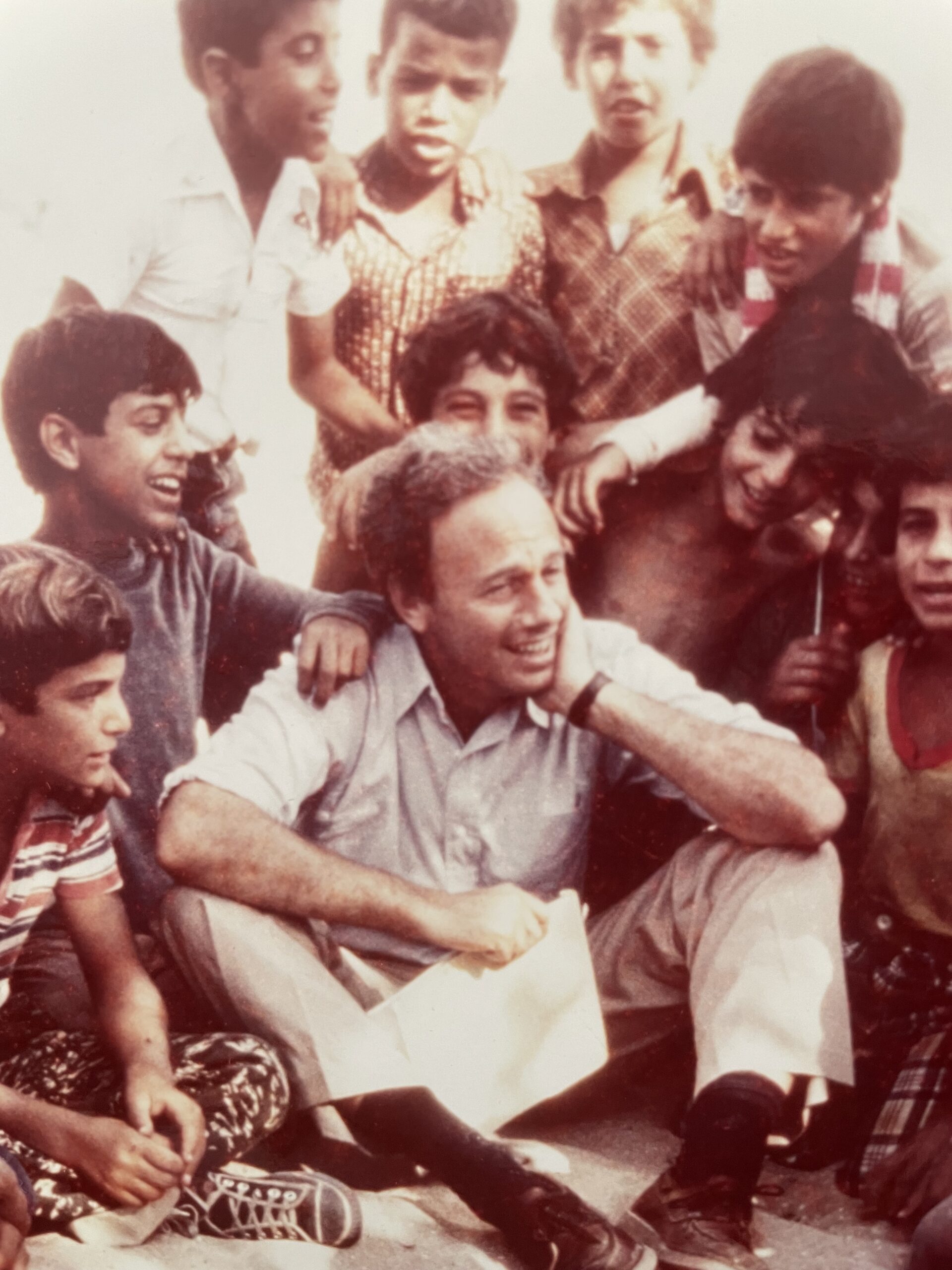 Author Roger Rosenblatt with Palestinian children in Beirut. COURTESY THE AUTHOR