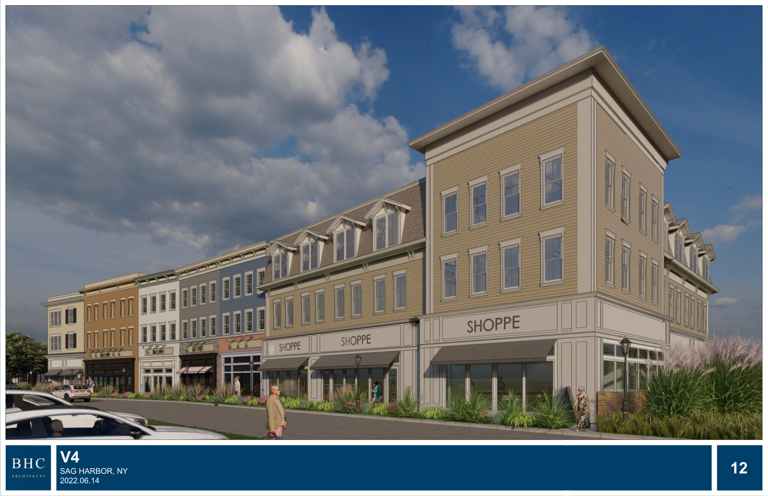 A rendering of the proposed  affordable housing and commercial development project in Sag Harbor proposed by Adam Potter.