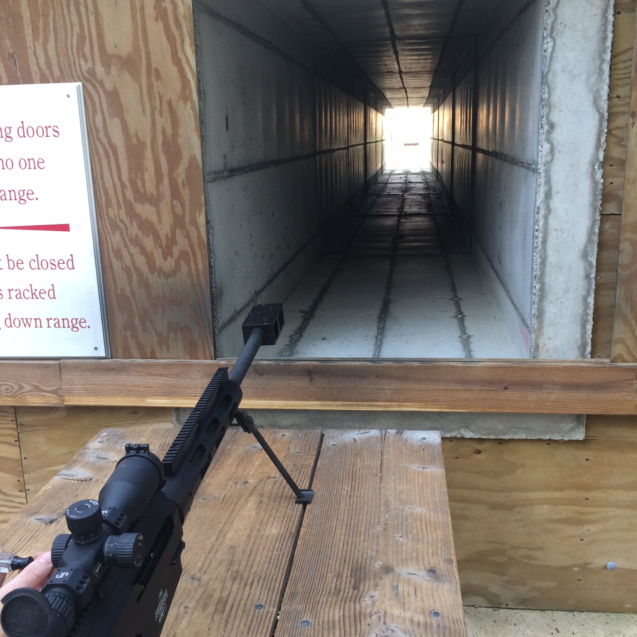The concrete shooting tunnels intended to keep the trajectory of any shots fired on the rifle range in the target area.