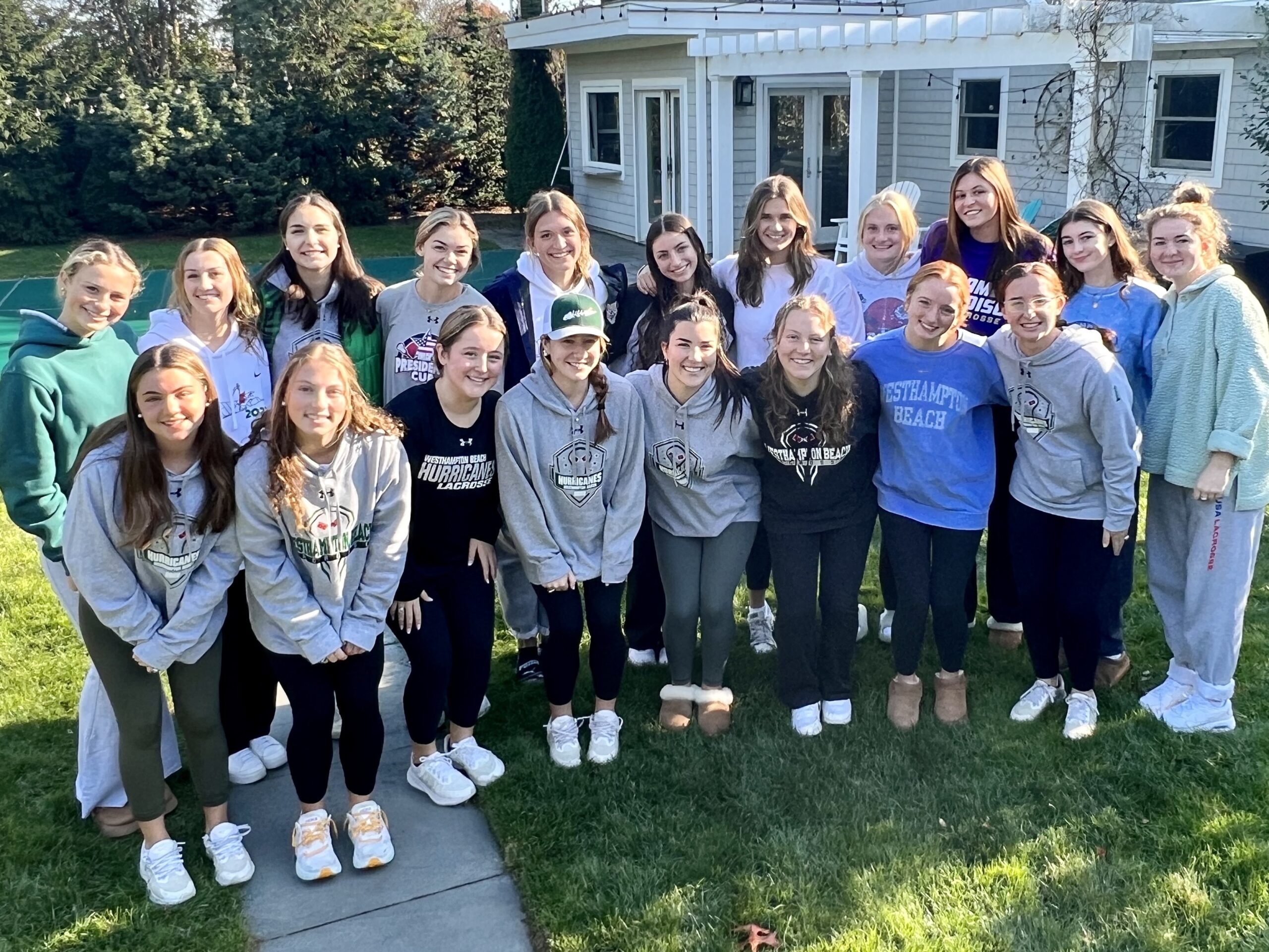 Girls on the 2022 Westhampton Beach's lacrosse team got together to receive their Long Island championship rings. COURTESY OLIVIA RONGO