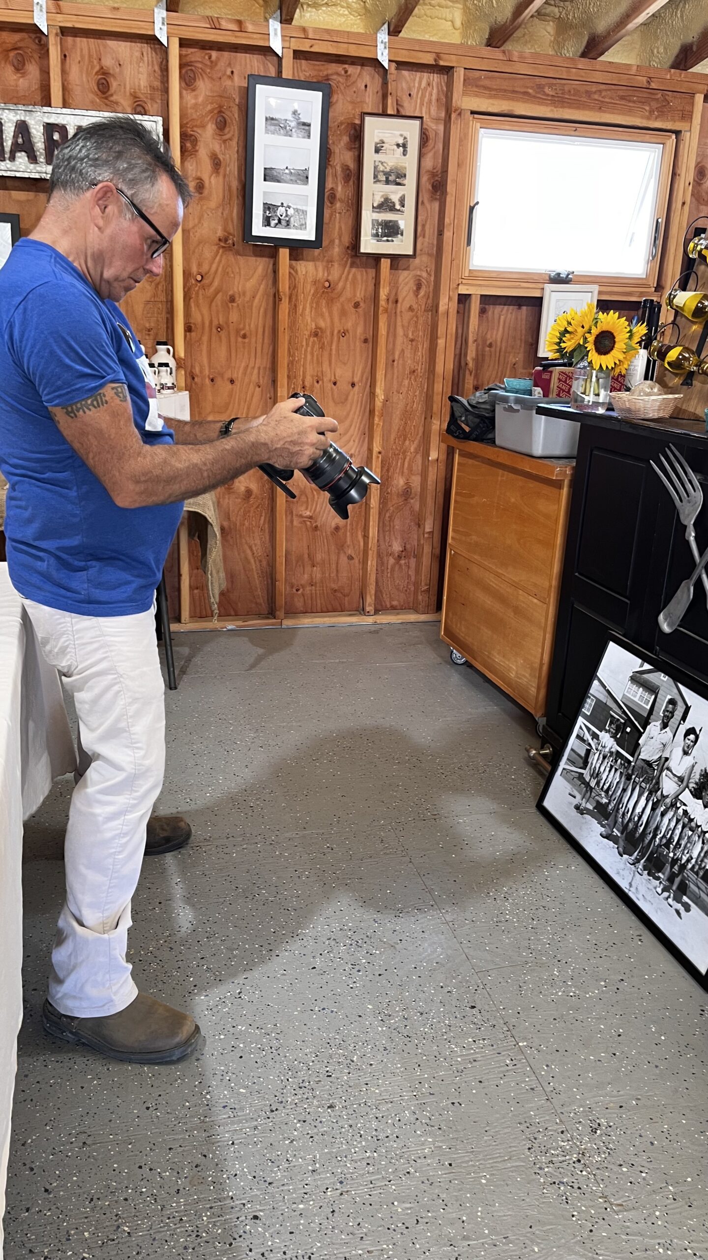 Bryan Downey during filming of “Bodhi-Sativa,” a short film about Bridgehampton farmer David Falkowski. COURTESY BRIDGET LEROY