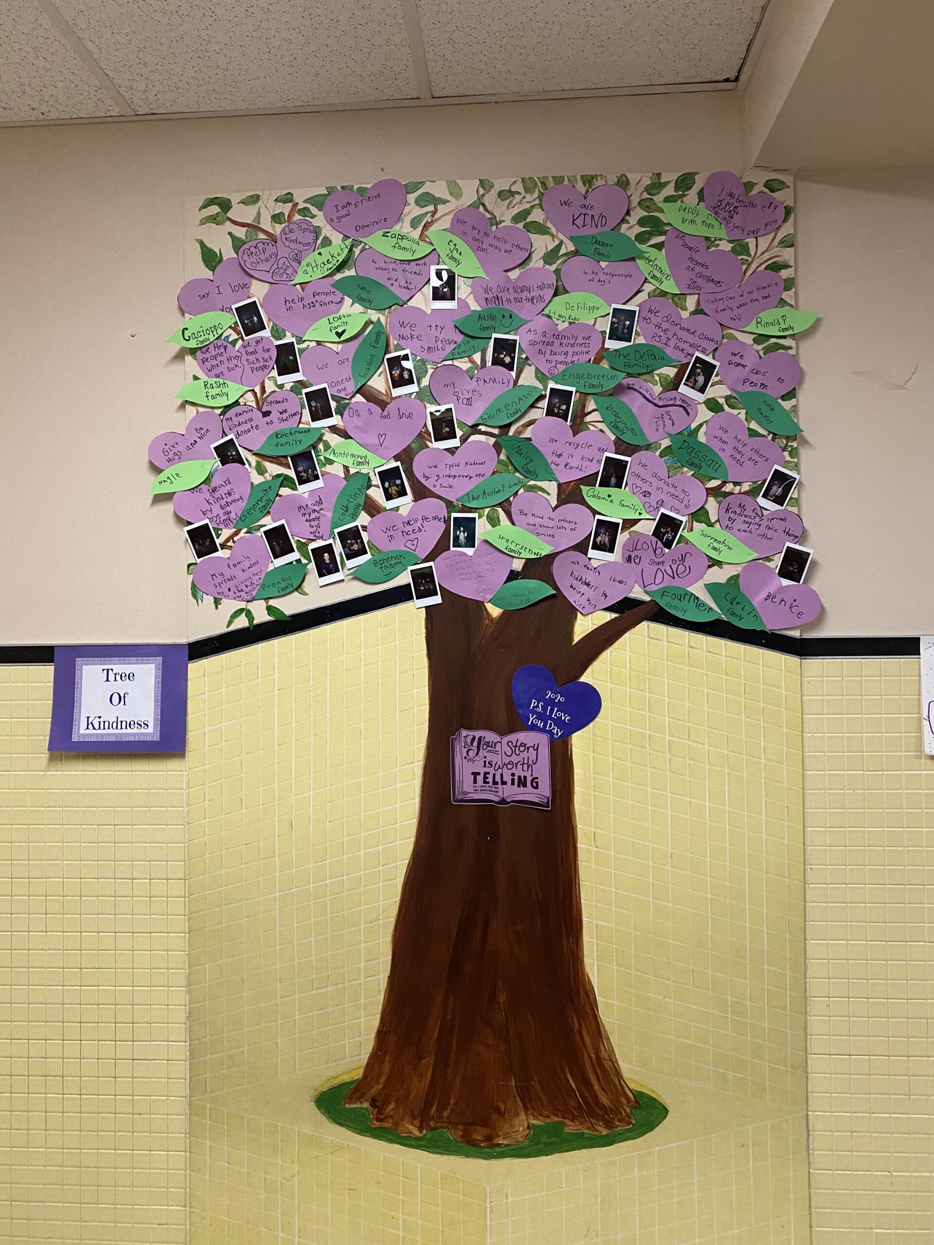 Cayuga Elementary School students created a Tree of Kindness as part of their P.S. I Love You Day celebrations in 2020. COURTESY CAYUGA ELEMENTARY SCHOOL