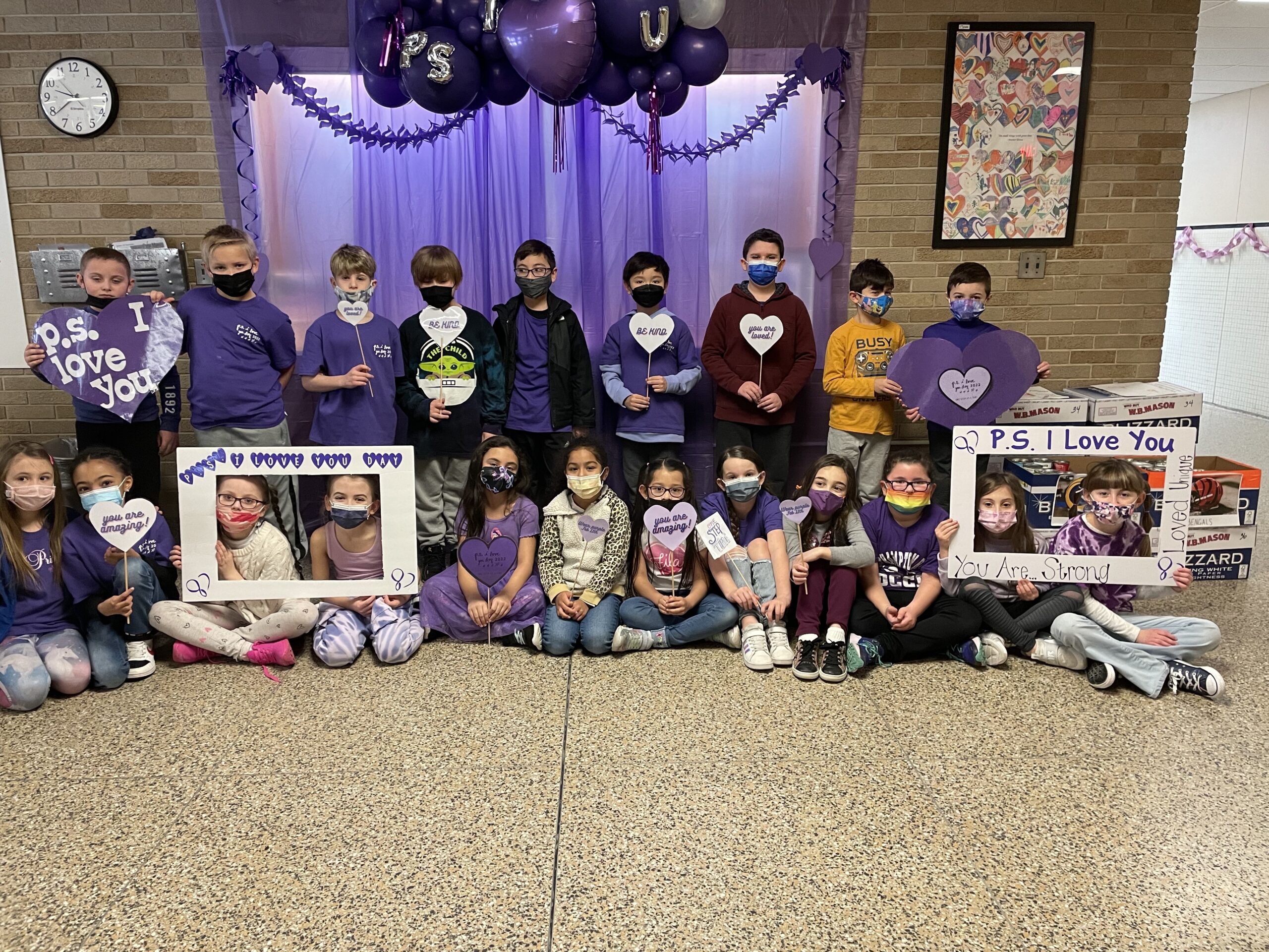 Cayuga Elementary School students during their P.S. I Love You Day celebrations last year. COURTESY CAYUGA ELEMENTARY SCHOOL
