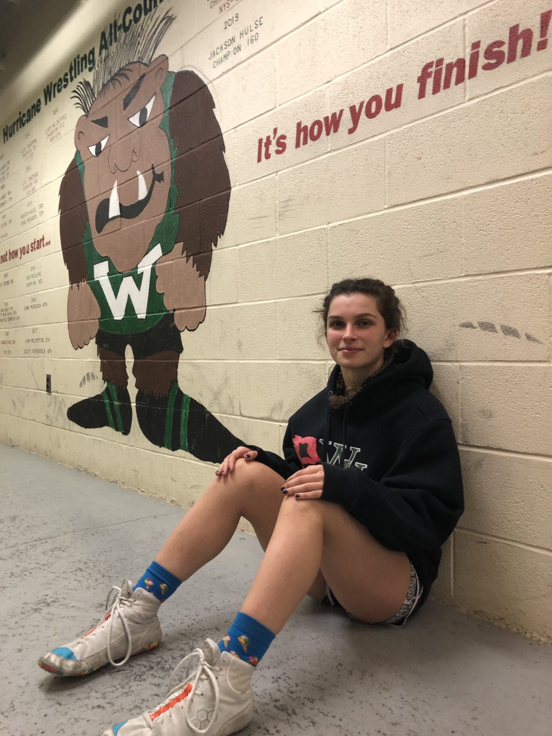 Westhampton Beach junior Juliet Barnabee of East Quogue is a member of the Hurricanes varsity wrestling team, and will compete in the first-ever New York State Girls Wrestling Championships this weekend. CAILIN RILEY