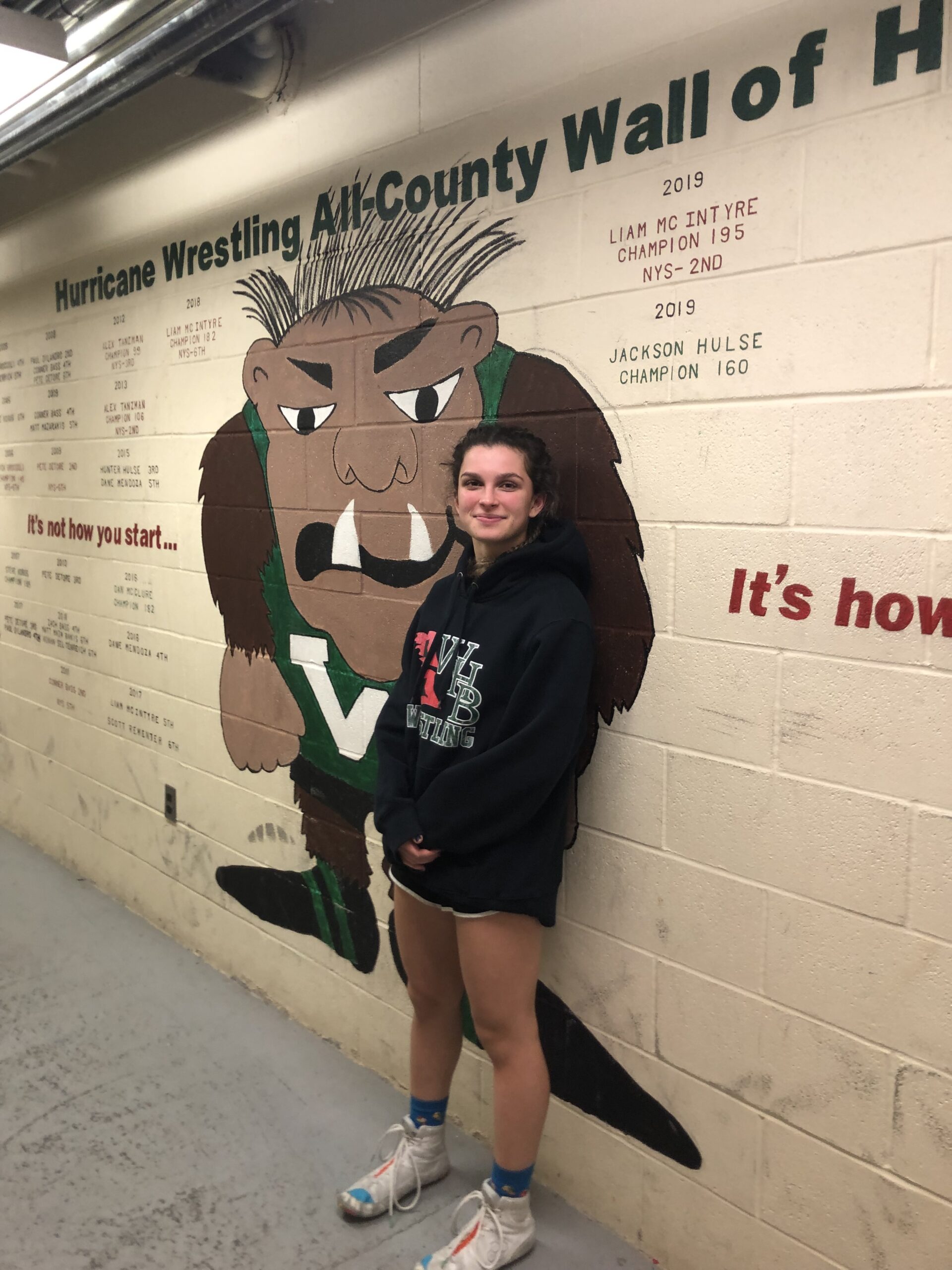 Juliet Barnabee, a junior at Westhampton Beach, began wrestling after watching her younger twin brothers compete in the sport at the youth level. CAILIN RILEY
