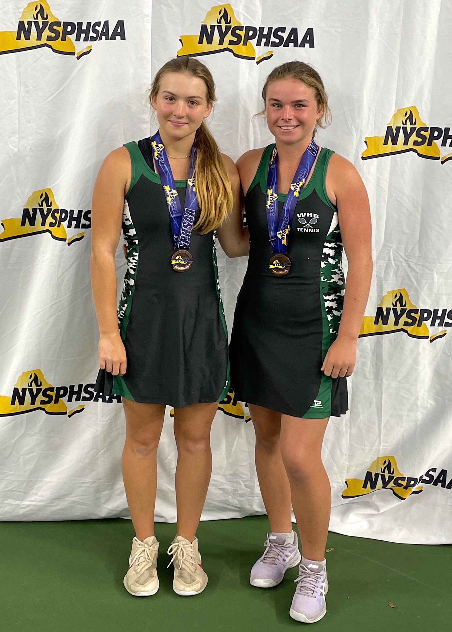 Westhampton Beach tandem Matilda Buchen, let, and Julia Stabile were All-State this past fall.   COURTESY JULIA STABILE