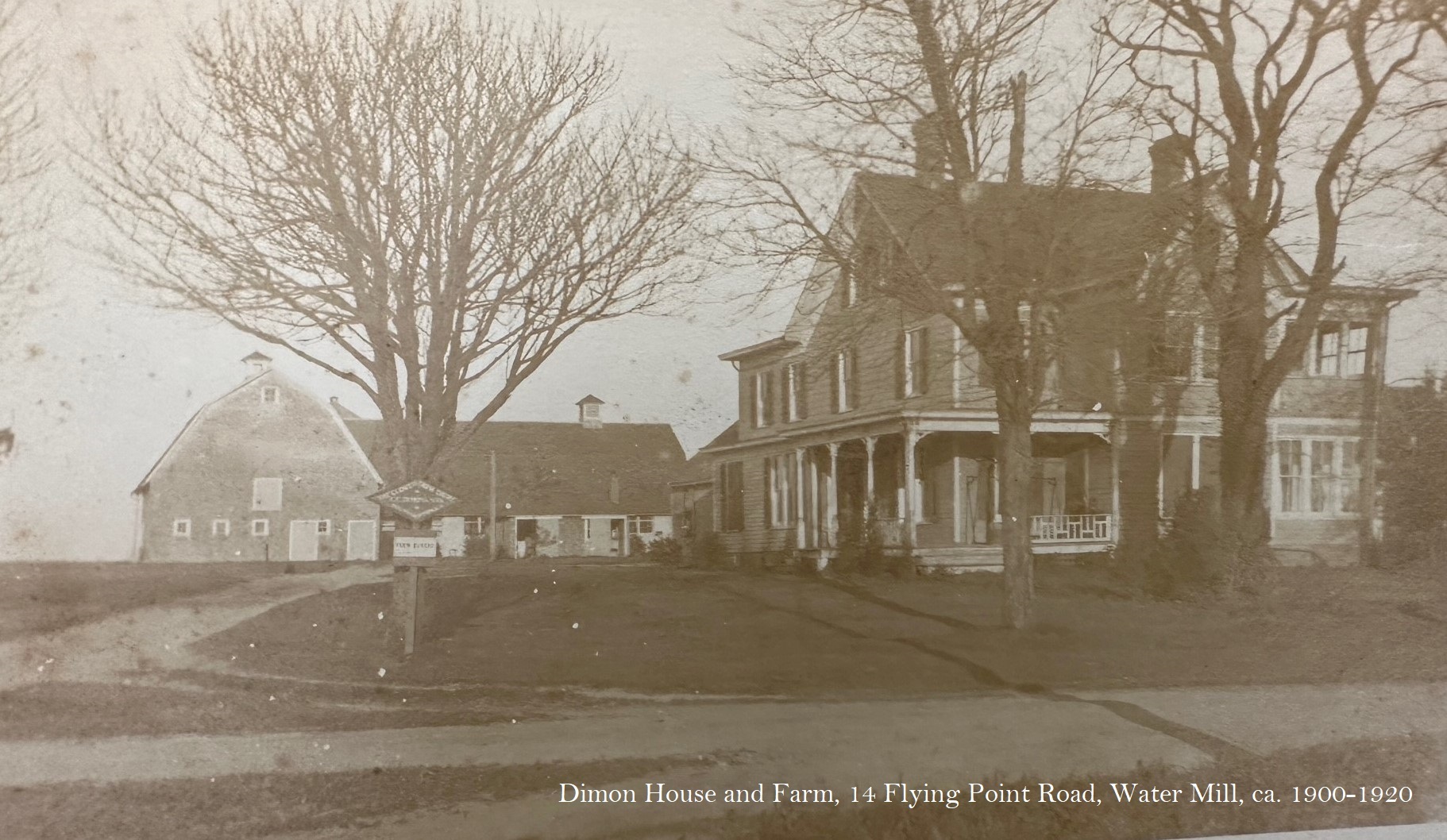 The Dimon Farm on Flying Point Road in Water Mill, circa 1900 to 1920.   COURTESY CHRIS DIMON AND THE DIMON FAMILY