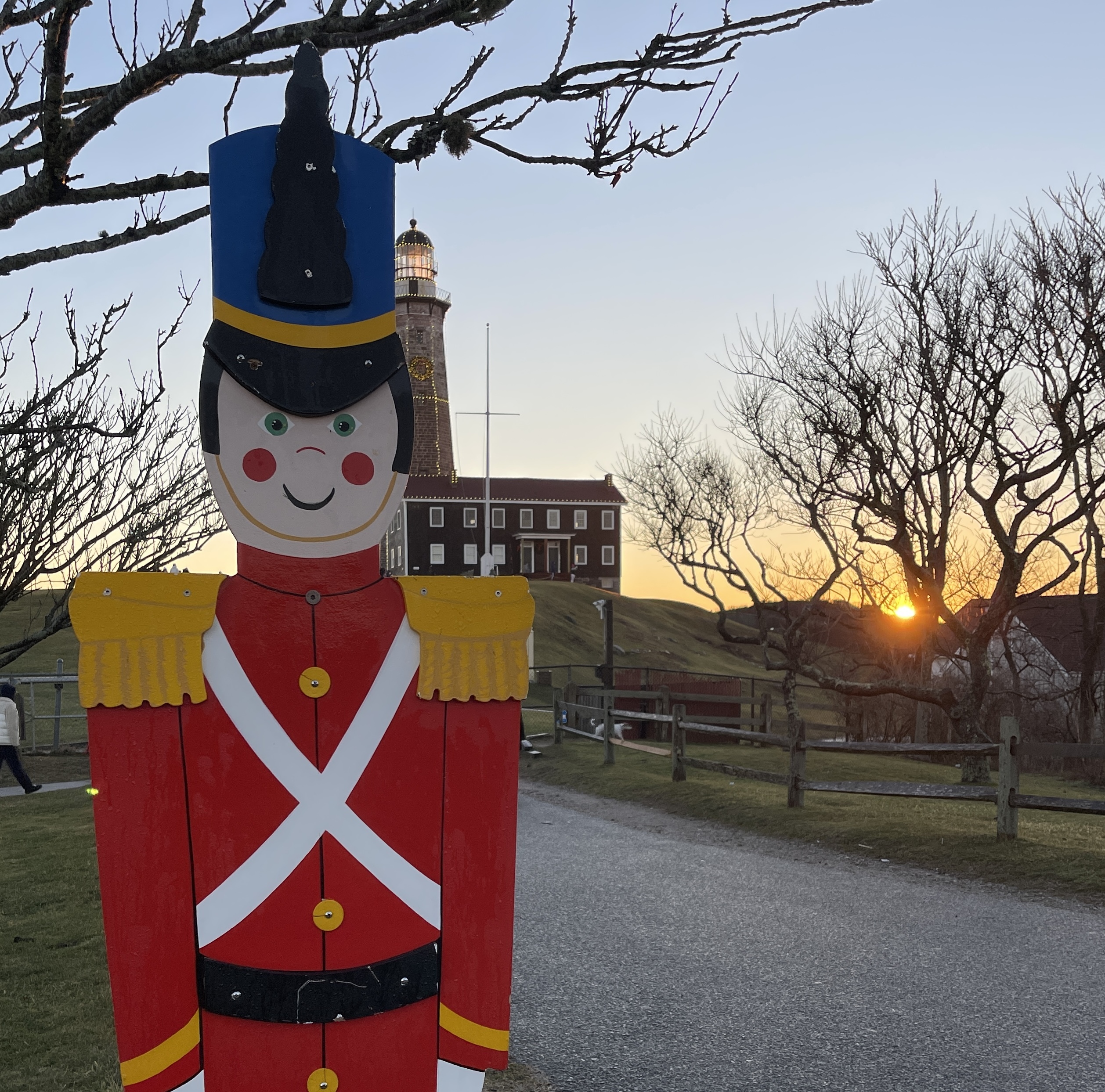 A festive sentinel greeted visitors to the Montauk Point Lighthouse on New Year's Day.    KATHERINE C.H.E.