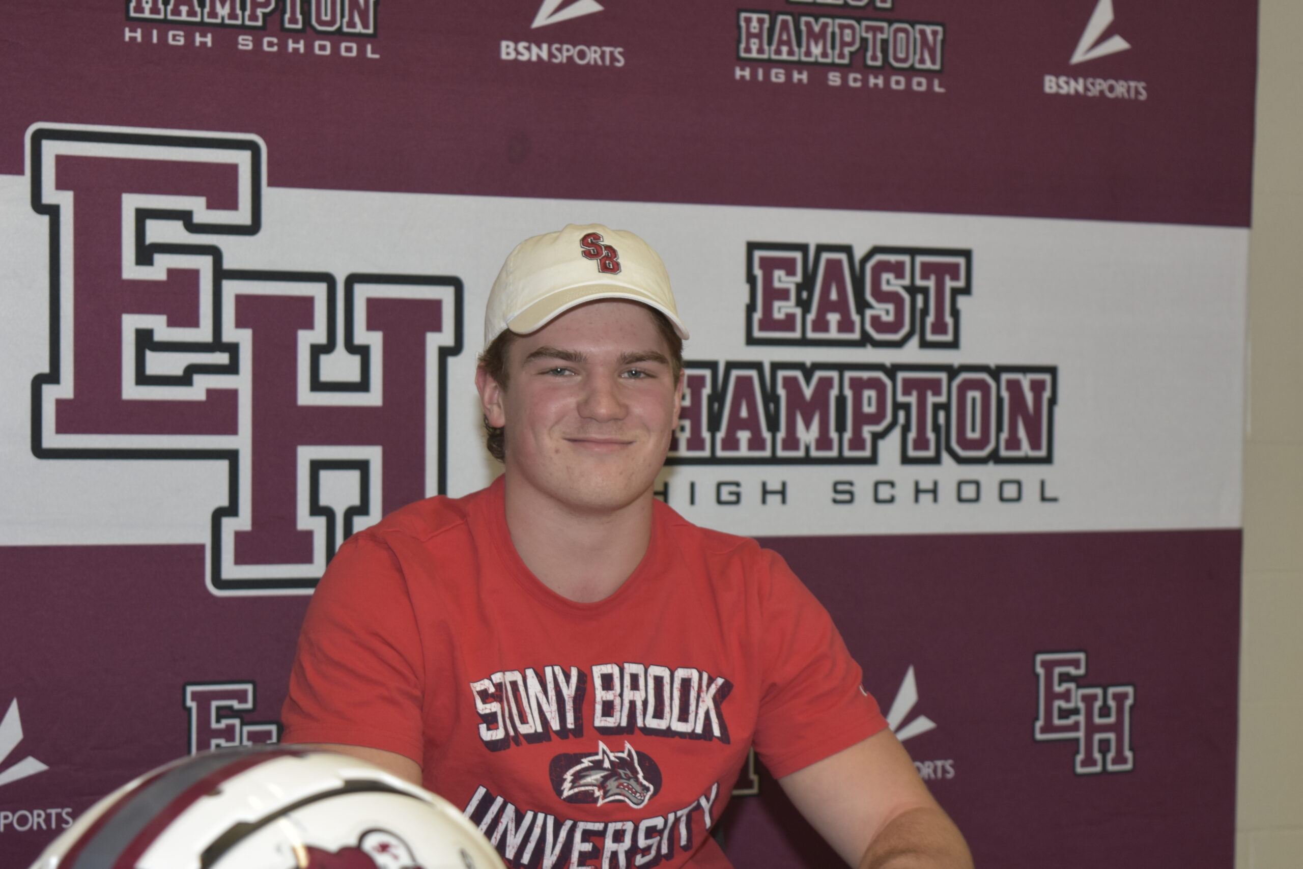 East Hampton senior Finn Byrnes will be continuing his football playing career at Stony Brook University.    DREW BUDD