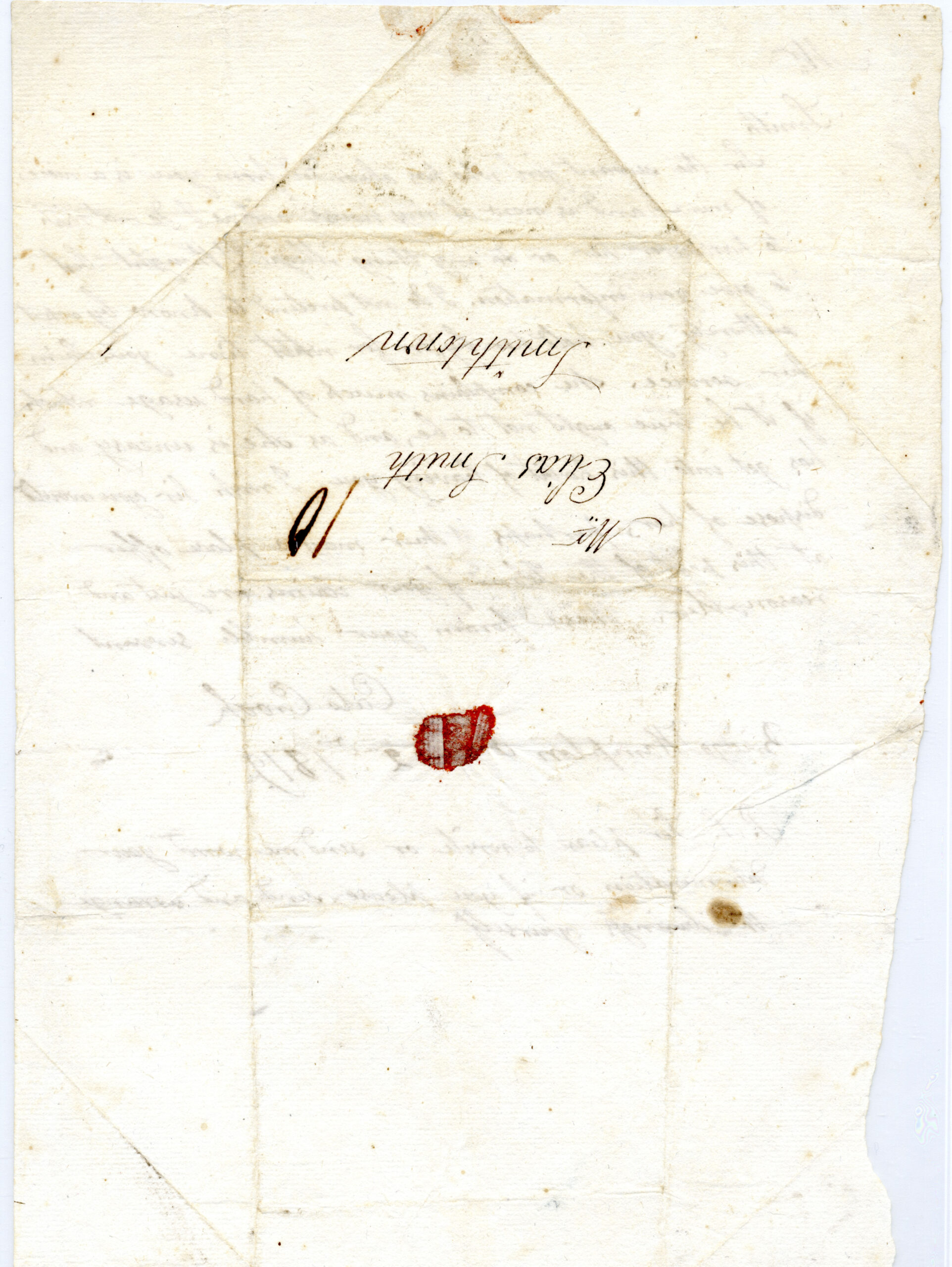 The envelope, as addressed to Elias Smith. COURTESY SMITHTOWN LIBRARY