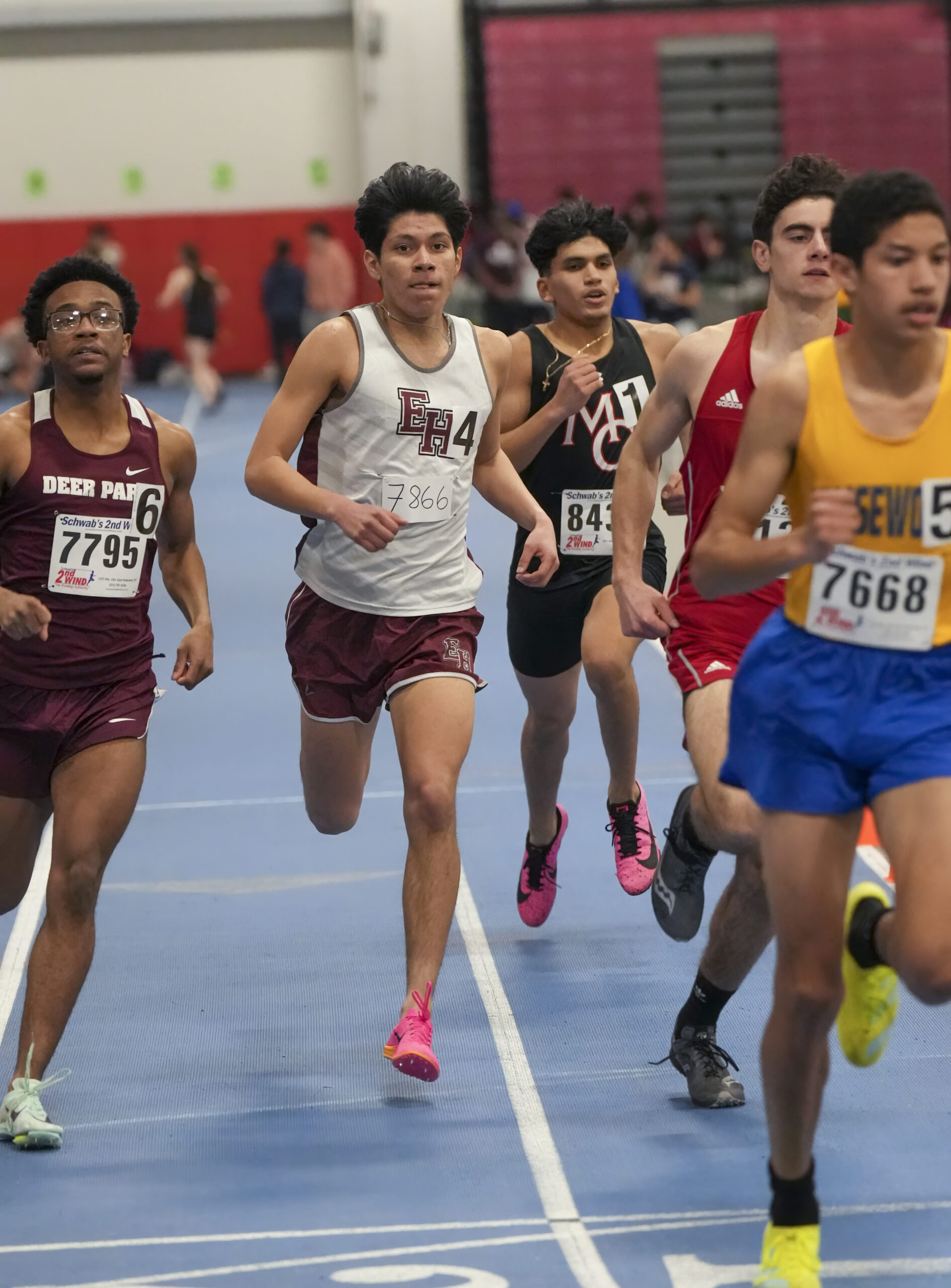 East Hampton junior Brayan Rivera was the lone boy at the state qualifier on Monday night, competing in the 600-meter run.    RON ESPOSITO