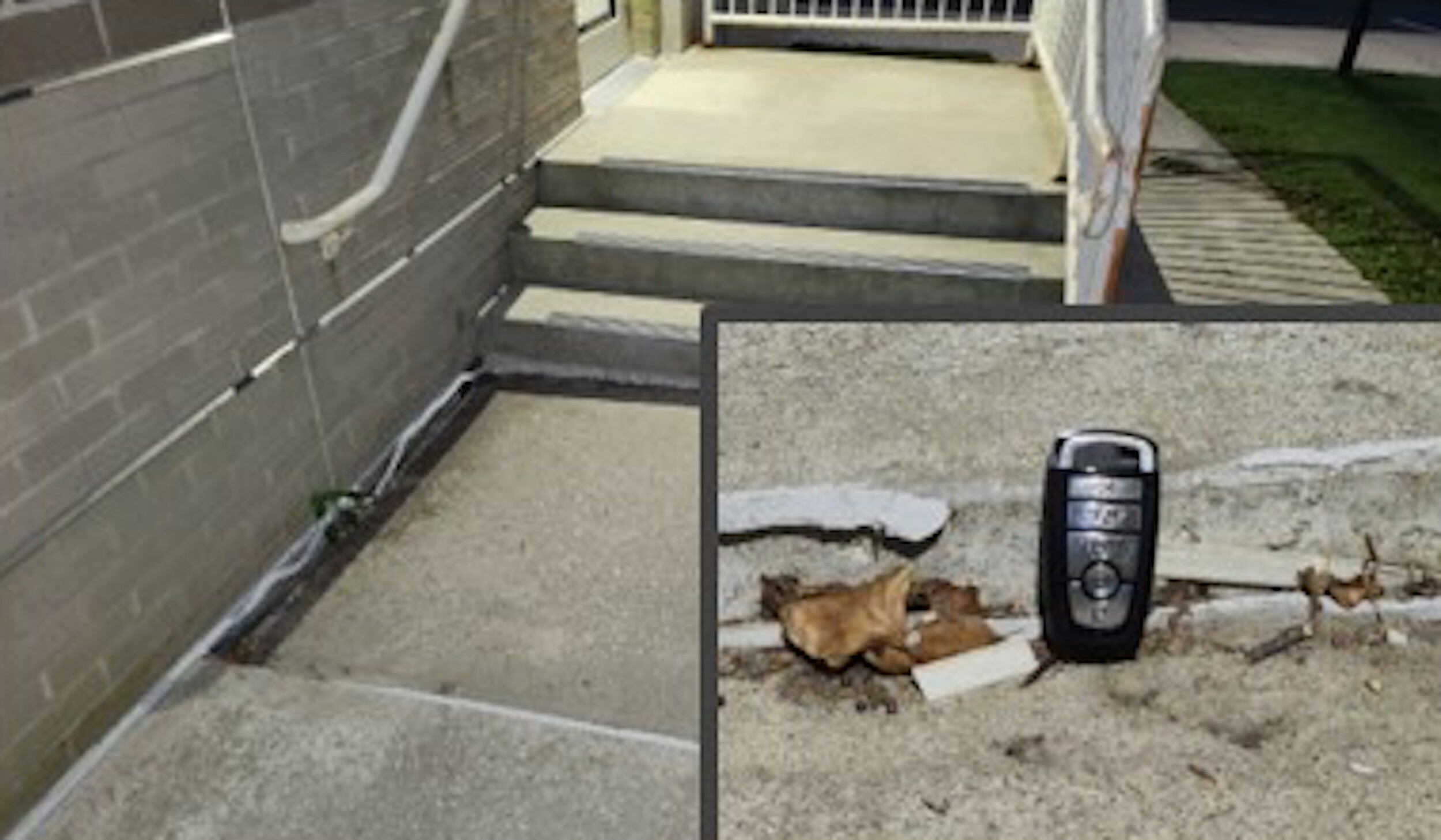 Sinking of concrete near the exit that leads out of the guidance section of East Hampton High School. EAST HAMPTON SCHOOL DISTRICT