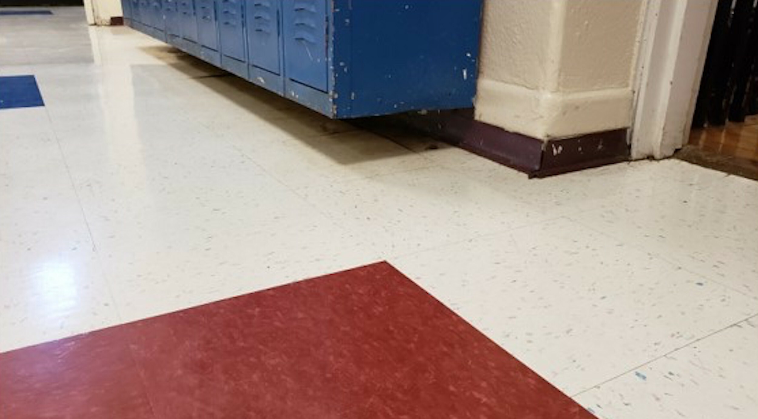 East Hampton Middle School lockers floating without footing. EAST HAMPTON SCHOOL DISTRICT