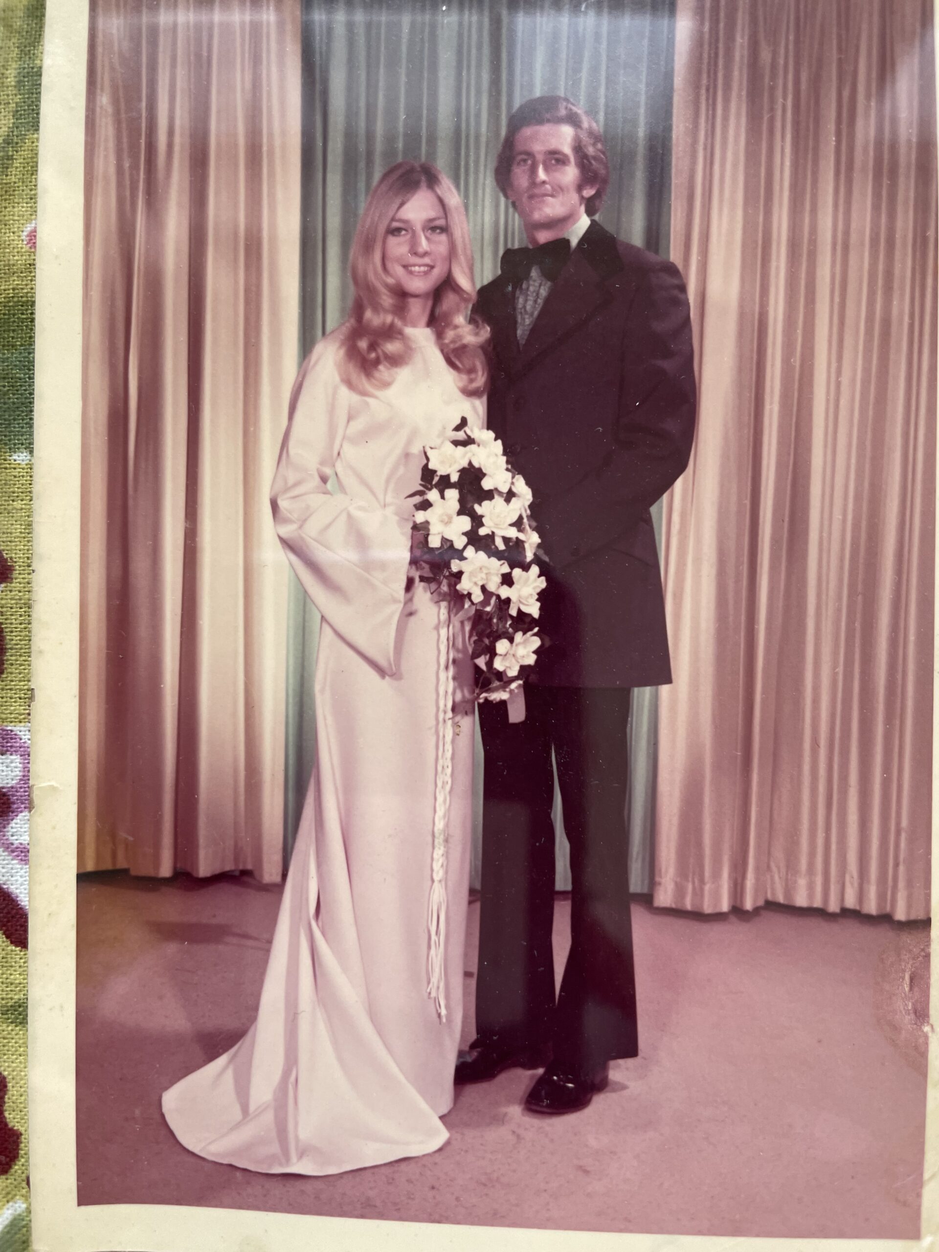 Dan and Joy Flynn on their wedding day in November of 1971. They have the same birthday, February 13, one day before Valentine's Day, and say that every day is like Valentine's Day for them, after more than 50 years of marriage.