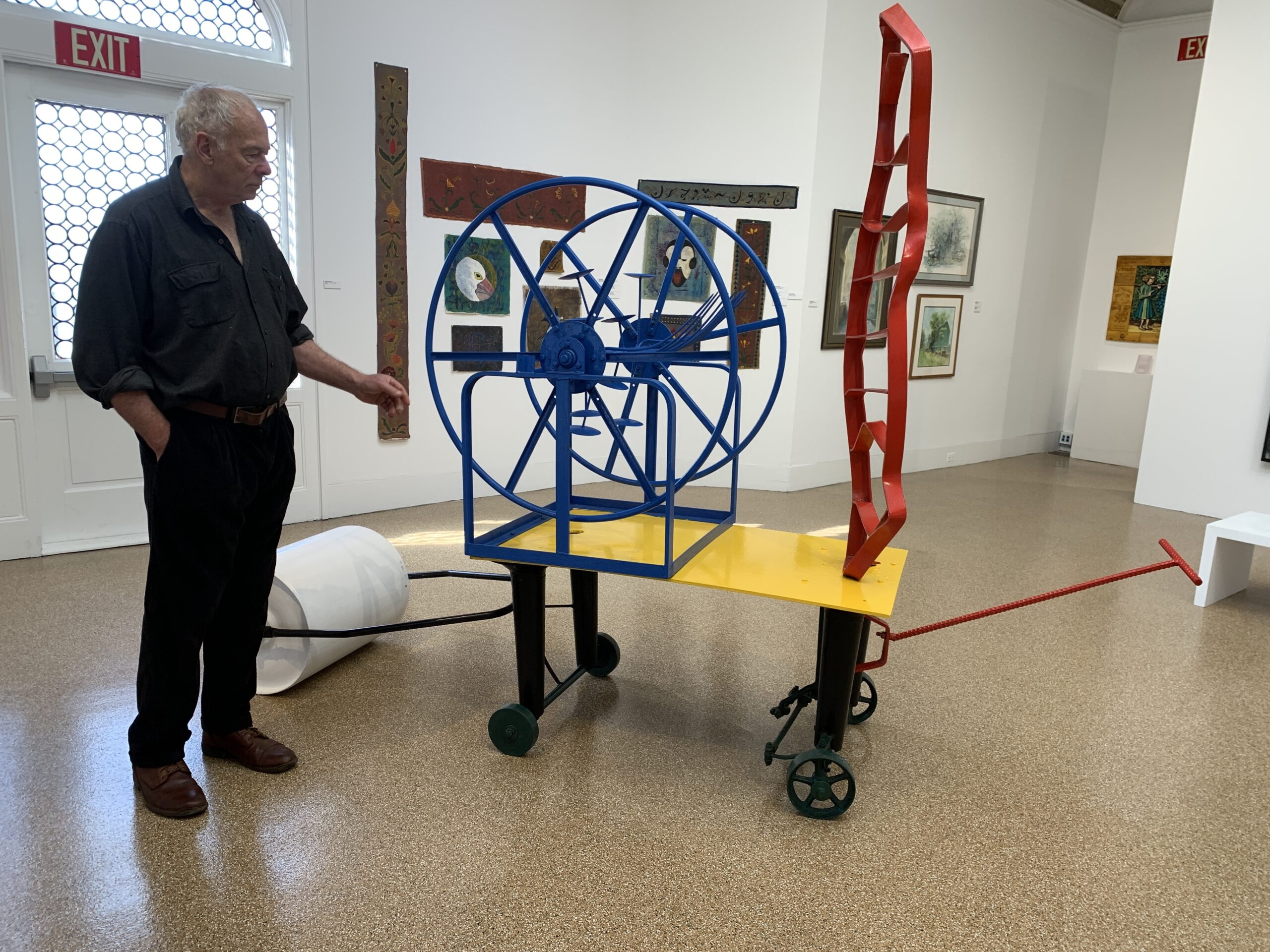 Curator and artist Paton Miller at SAC with Elaine
Grove's sculpture 